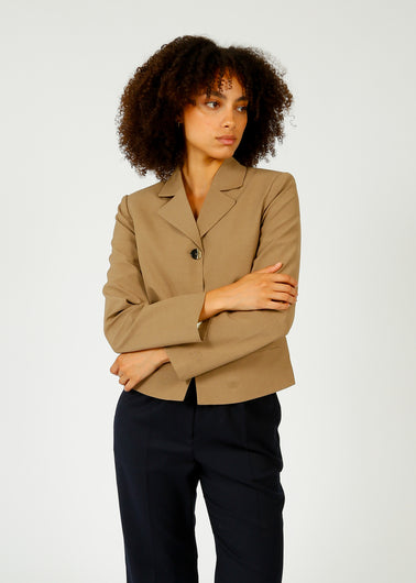 GANNI F9560 Drapey Melange Fitted Blazer