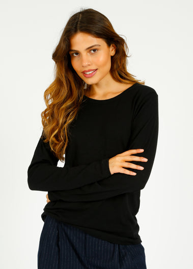 PARK LS Cotton Rd Neck in Black