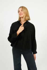 You added <b><u>EP BL3405 Volume Sleeve Shirt Blouse in Black</u></b> to your cart.