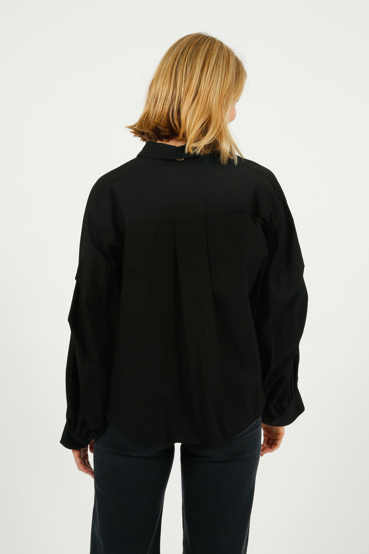 EP BL3405 Volume Sleeve Shirt Blouse in Black