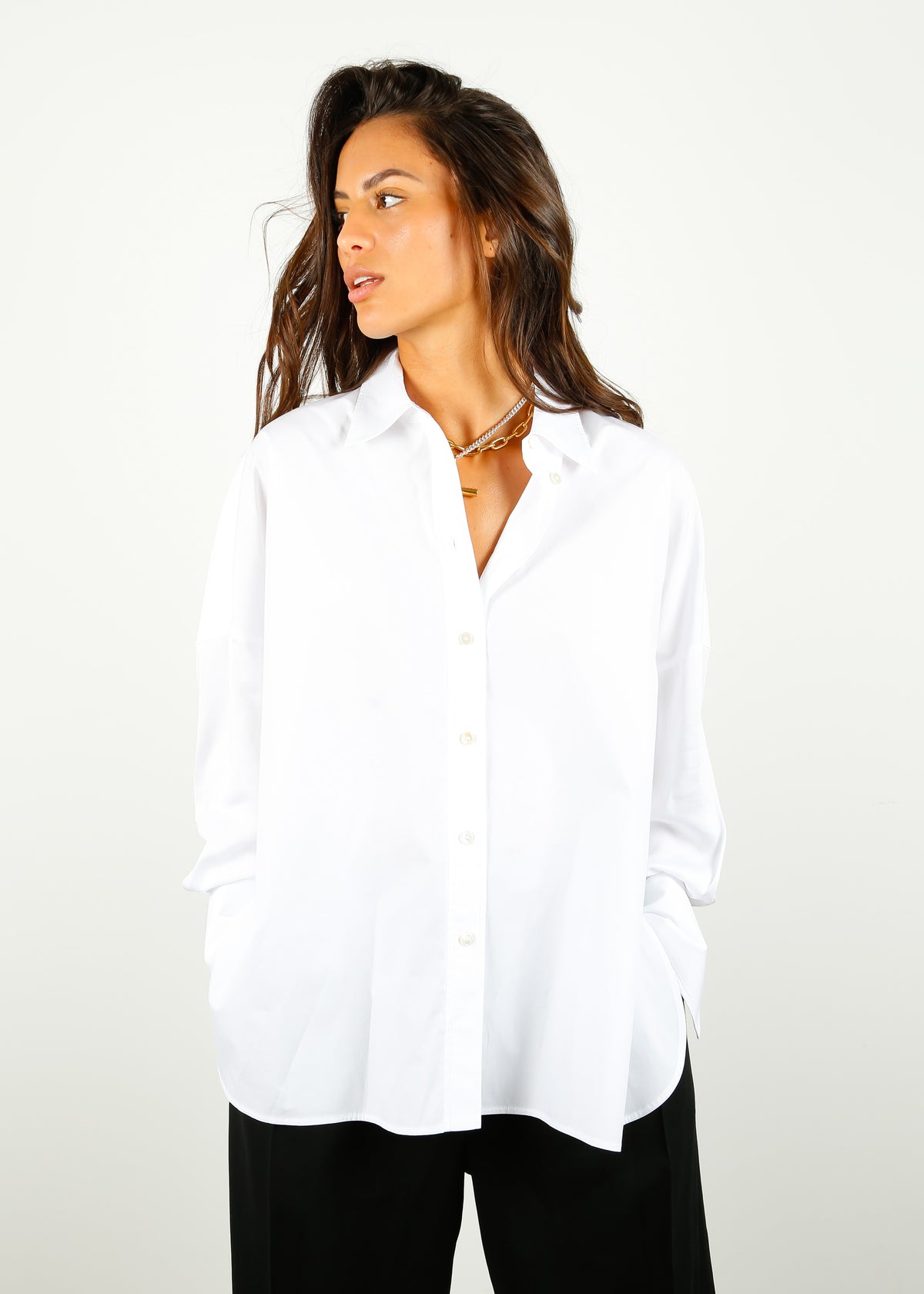 JOSEPH Baja Poplin Blouse in White