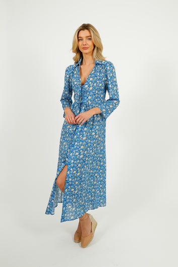 RIXO Franchi Dress in Shell Pansy Indigo