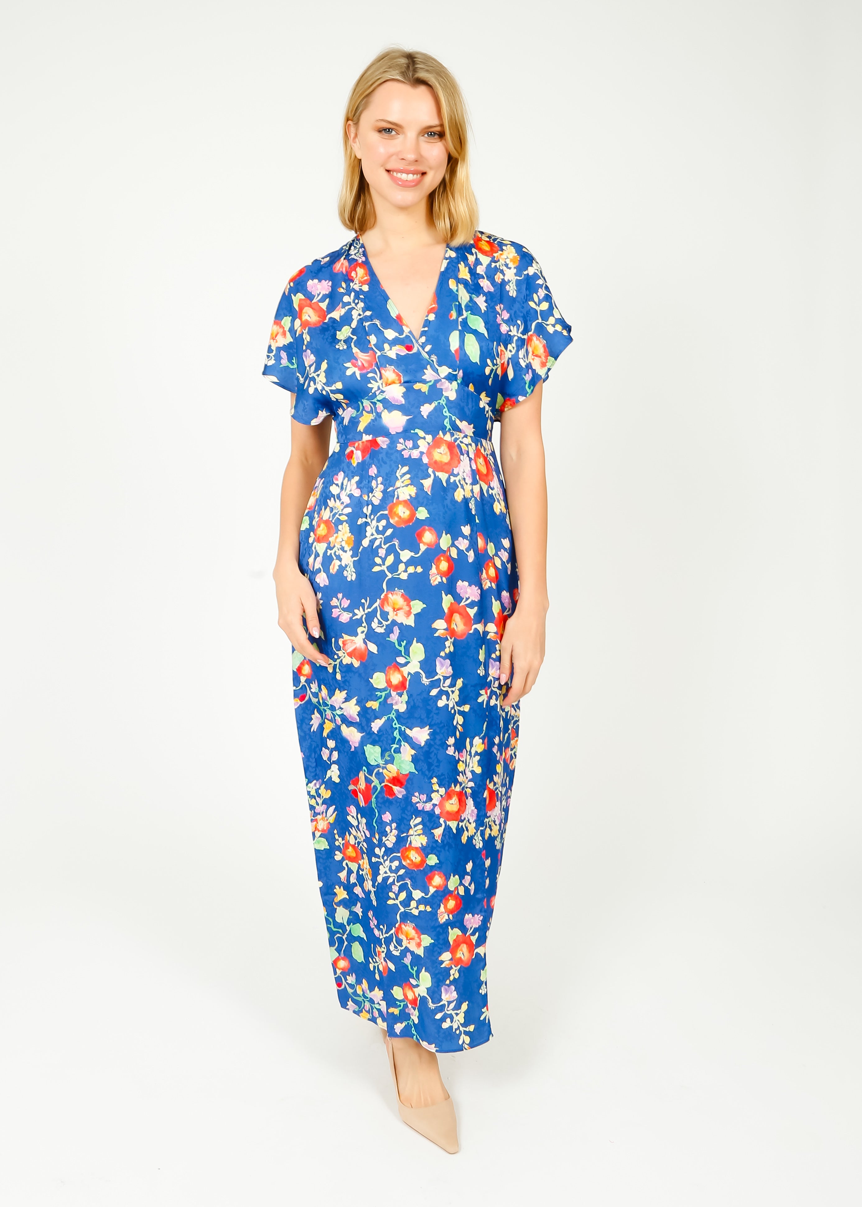 RIXO Sadie 2 Dress in Waterblossom Indigo