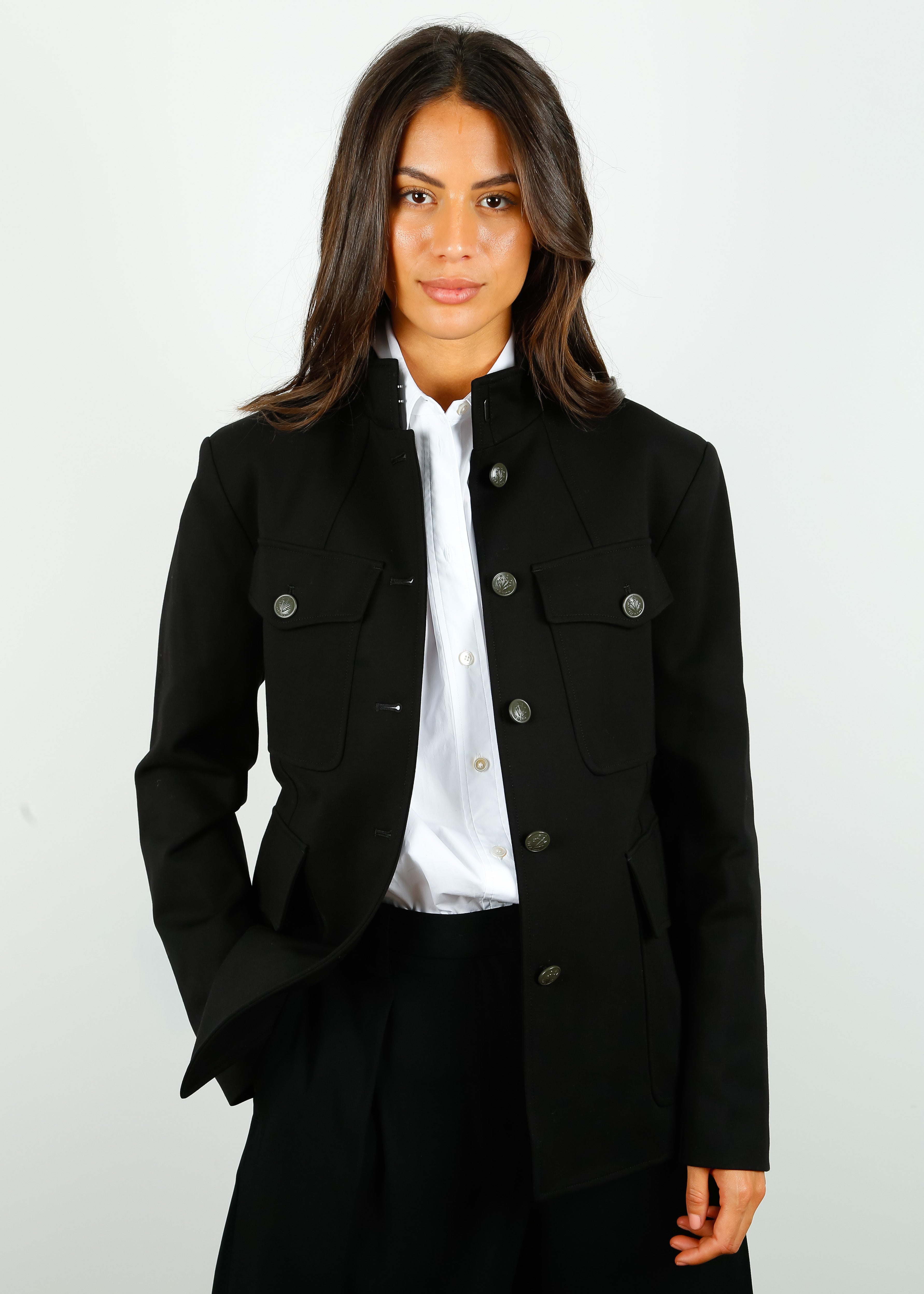 R&B Hadley Military Jacket in Black