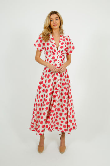 RIXO Novara Dress in Vintage Rose Ivory