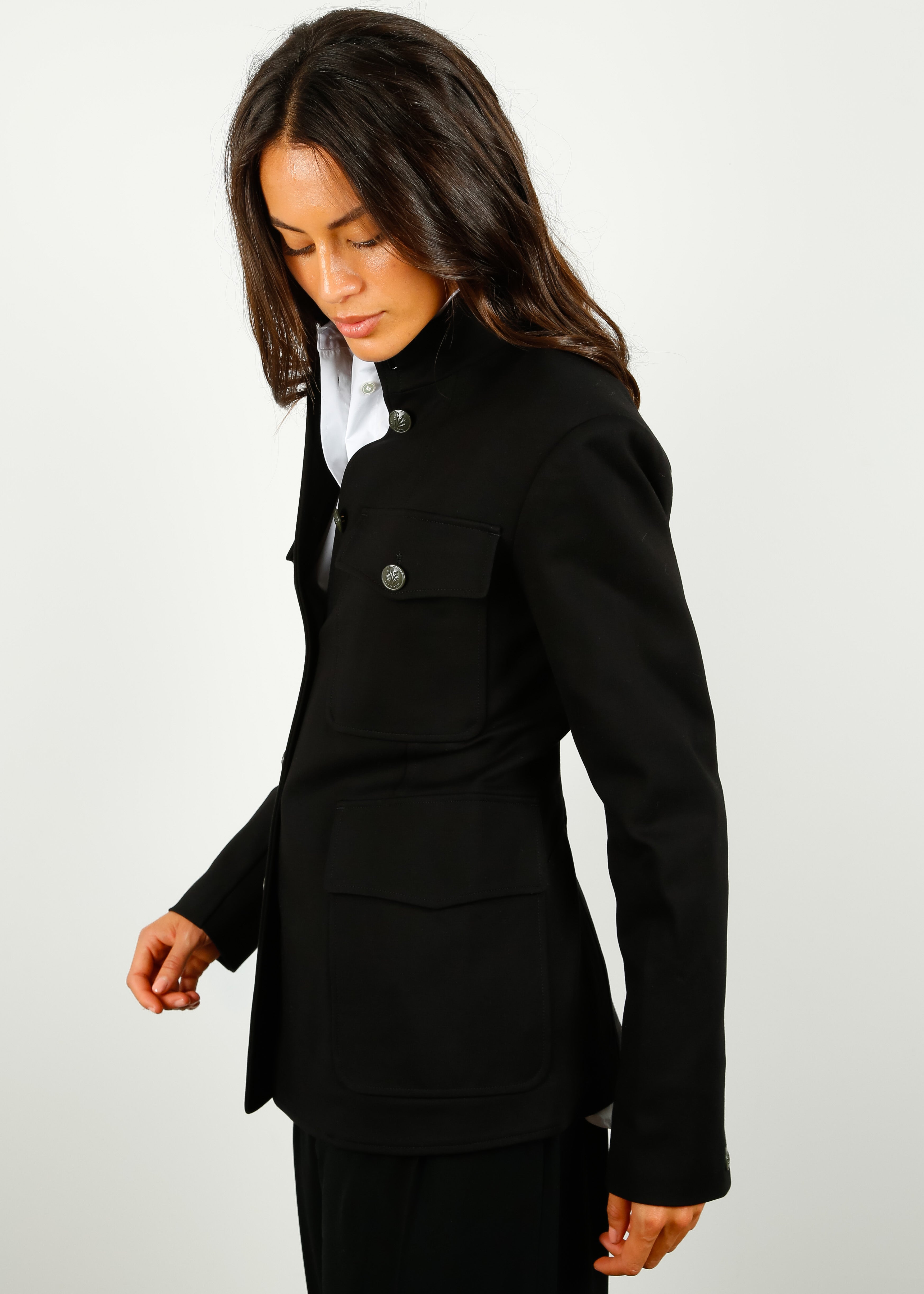 R&B Hadley Military Jacket in Black