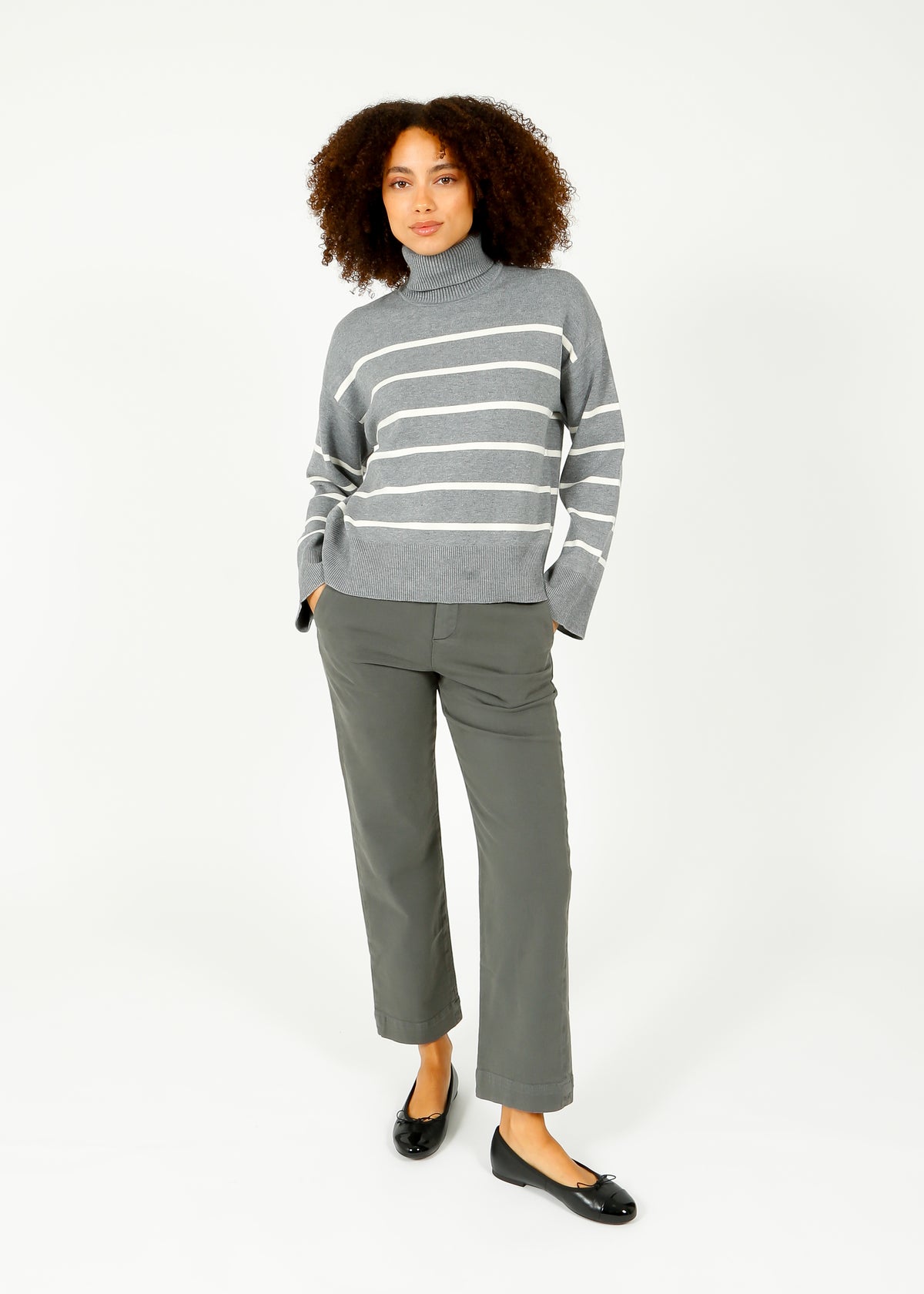 SLF Kamma Roll Neck Knit in Medium Grey, Birch