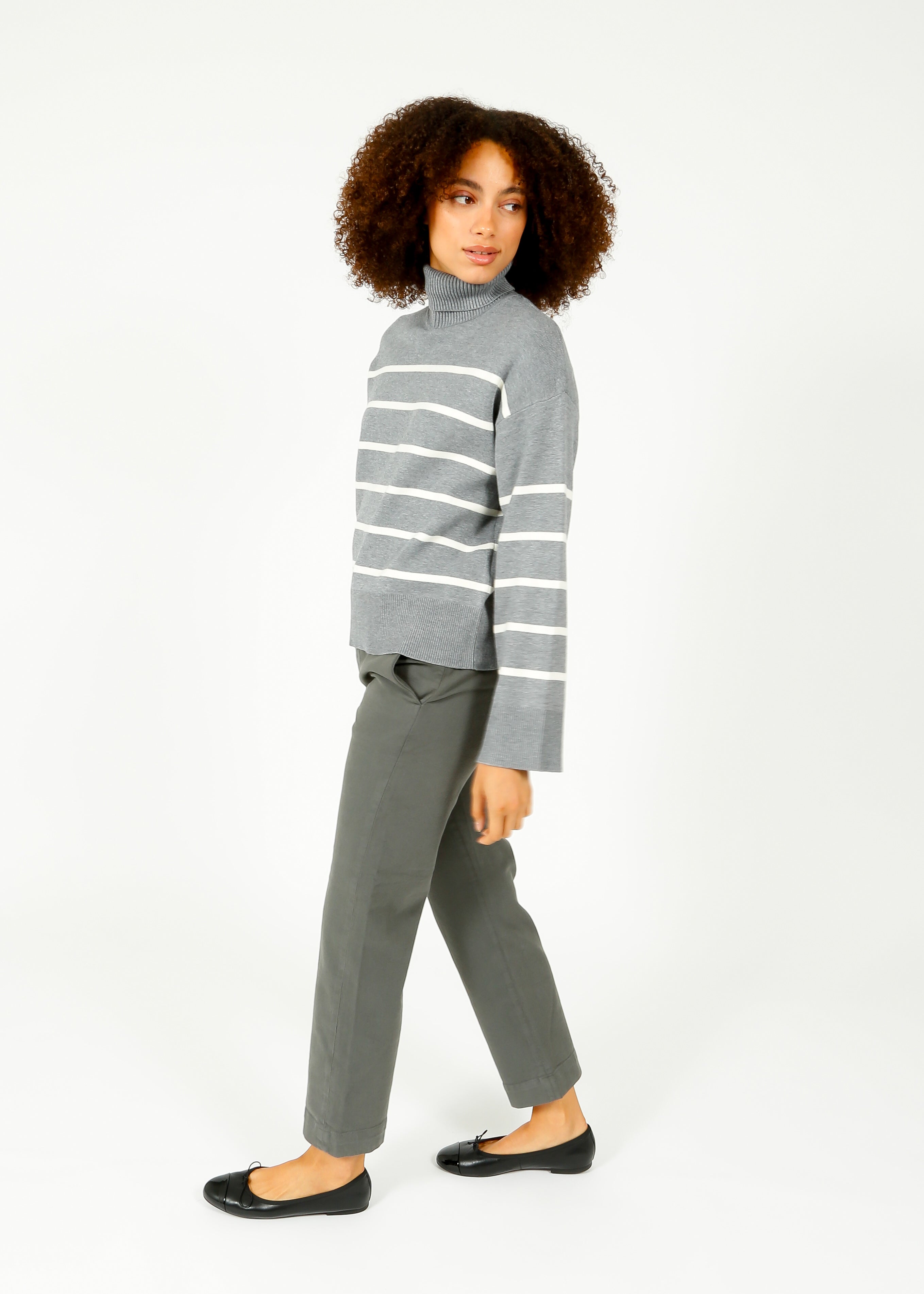 SLF Kamma Roll Neck Knit in Medium Grey, Birch