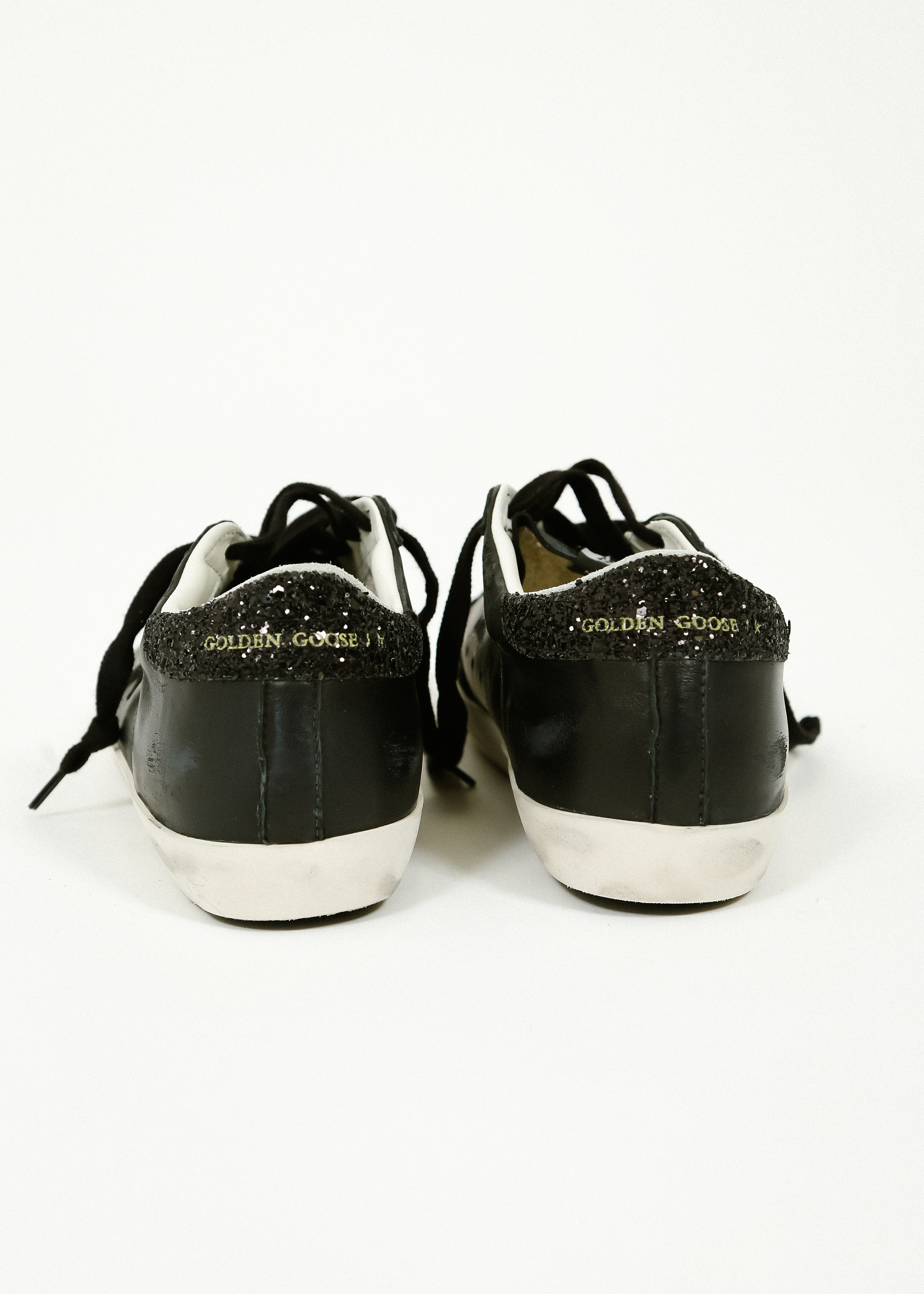 GG Super Star Nappa in Black with Glitter Heel