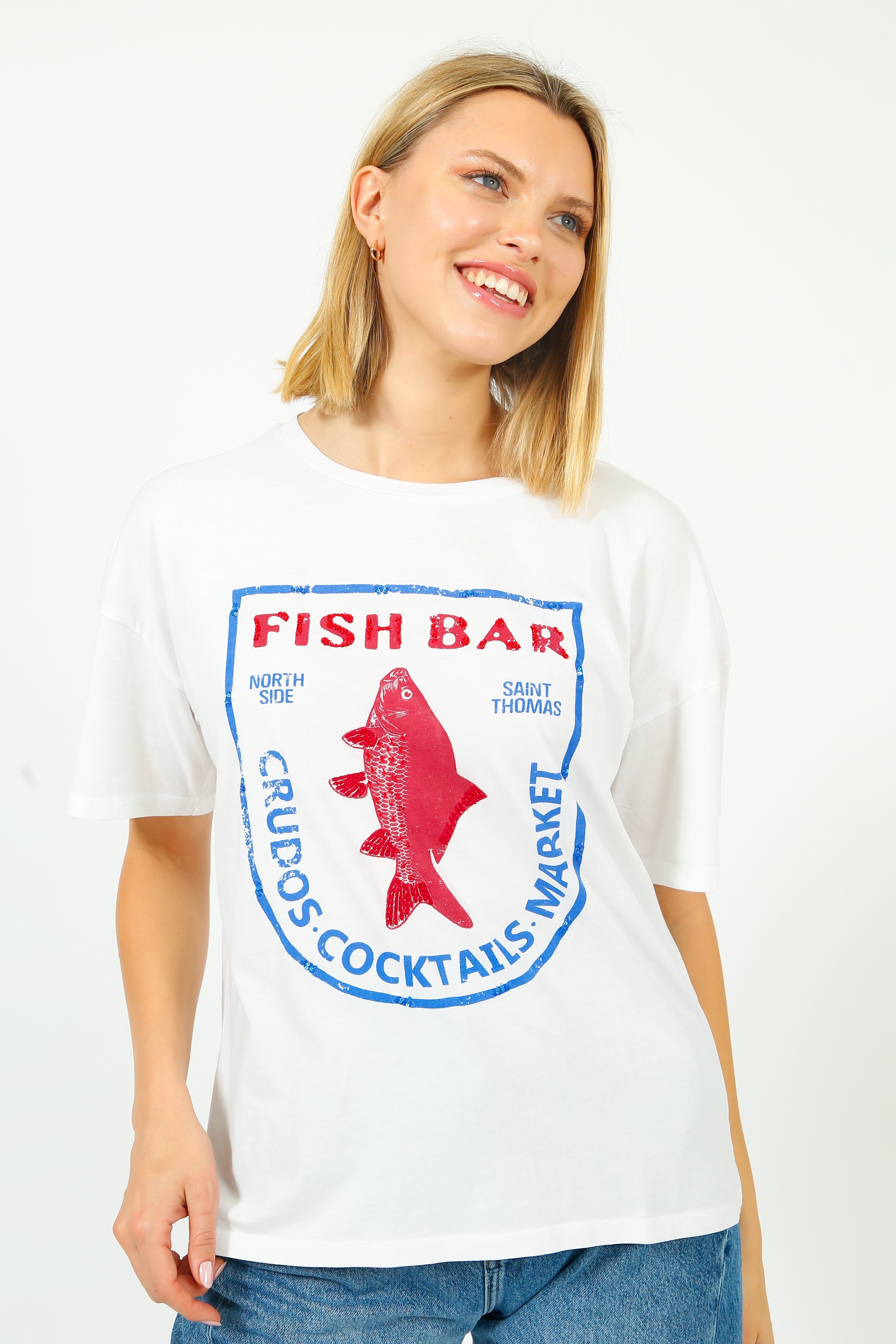 FIVE Fish Tee in White