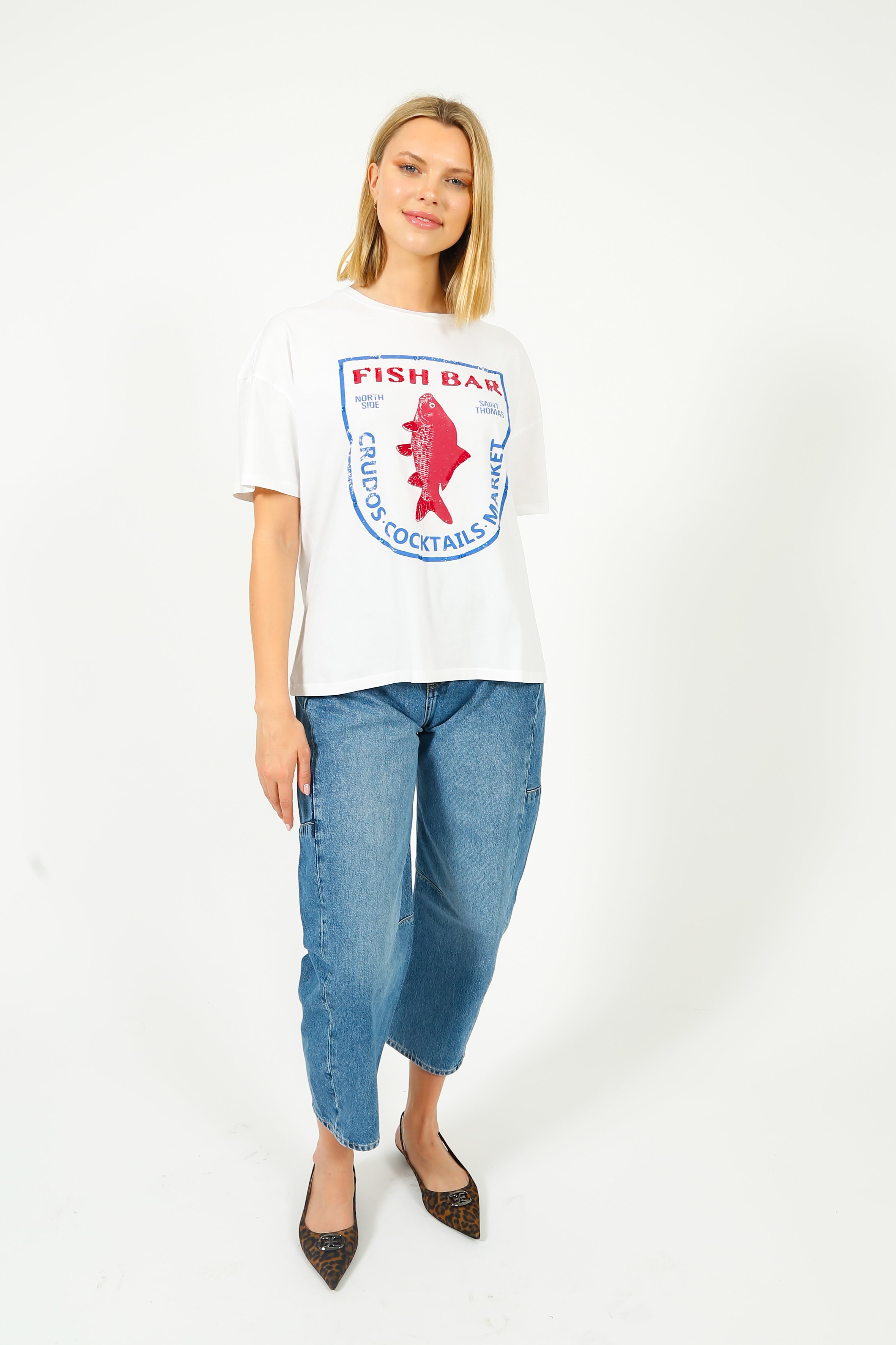 FIVE Fish Tee in White