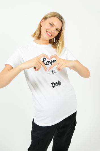 BF Love Is The Dog  Tee in White