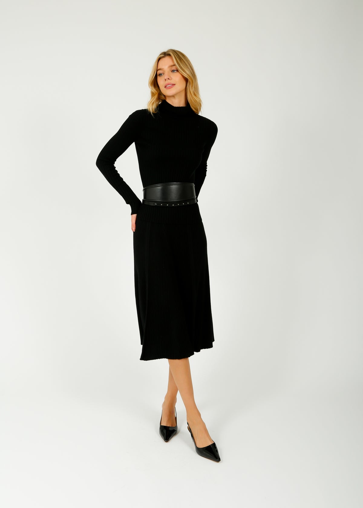 JOSEPH High Neck Silk Blend Knit in Black