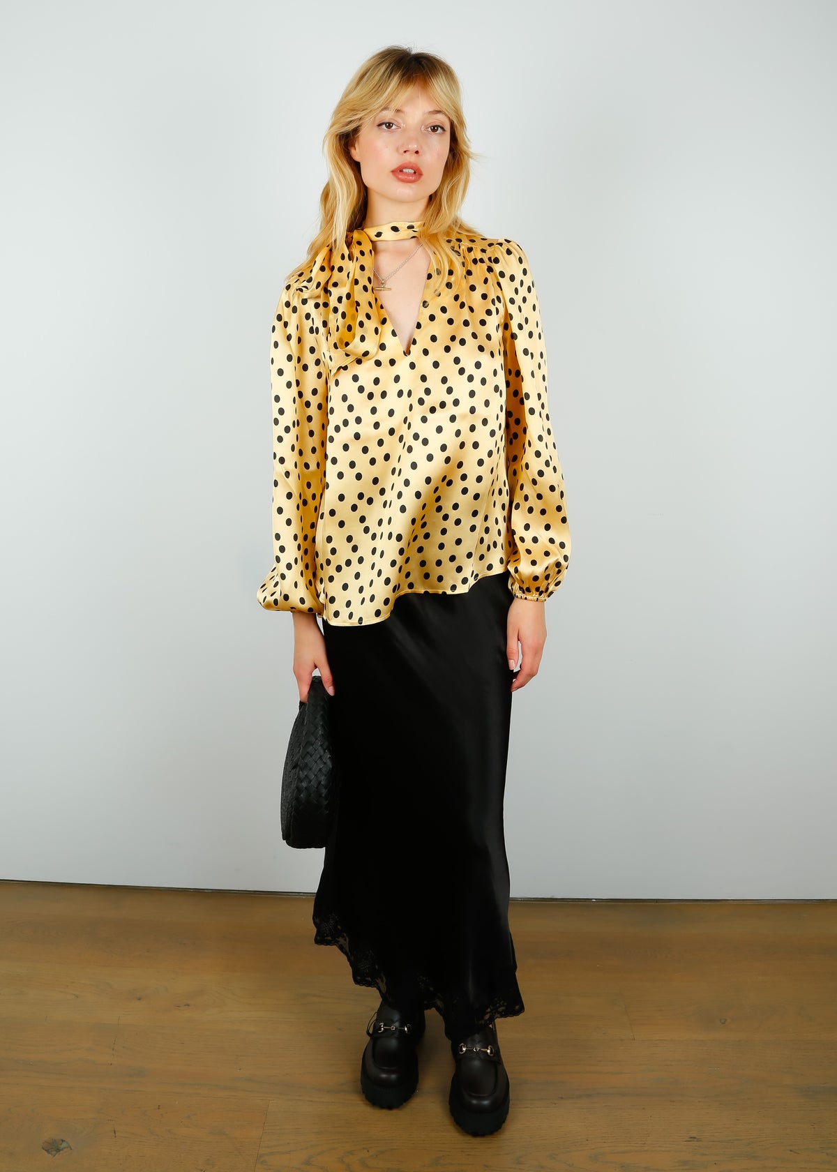 RIXO Moss Top in Marilyn Spot Gold