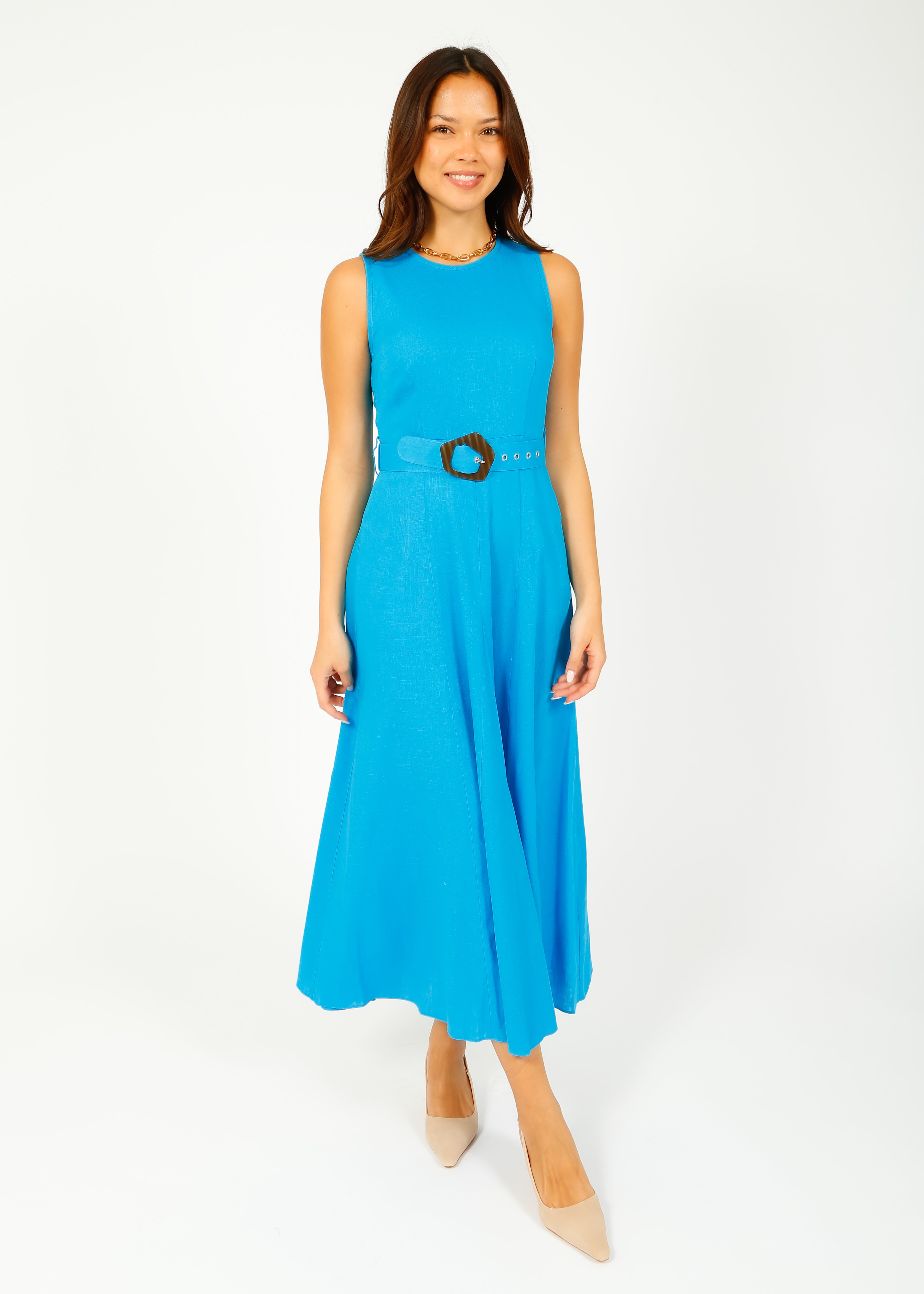 DVF Elliot Midi Dress in Cerulean Blue