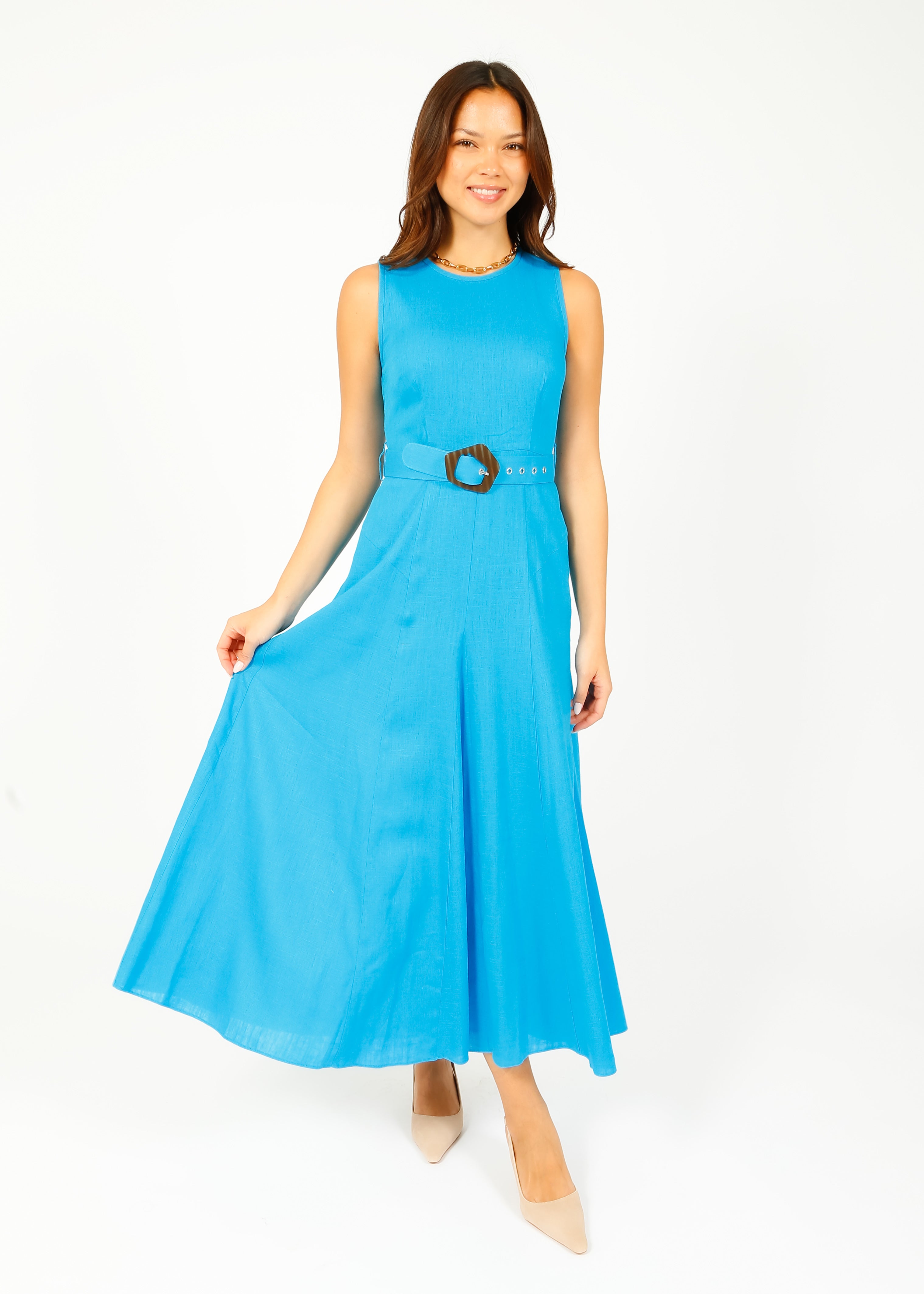 DVF Elliot Midi Dress in Cerulean Blue