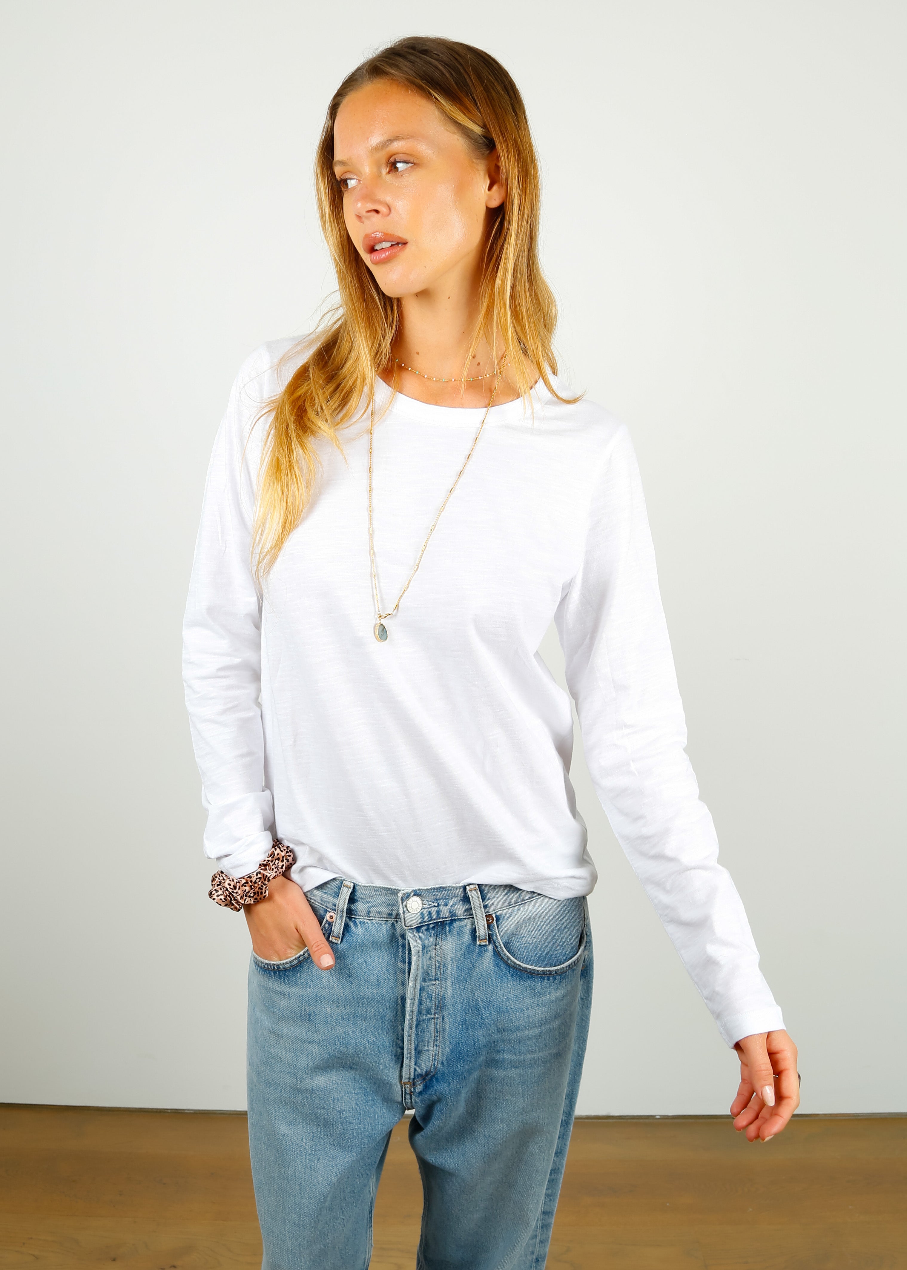 PARK LS Cotton Rd Neck in White