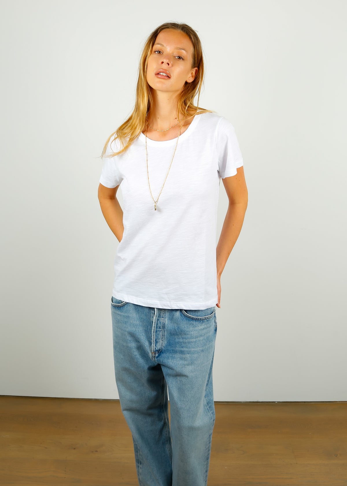 PARK SS Cotton Rd Neck in White