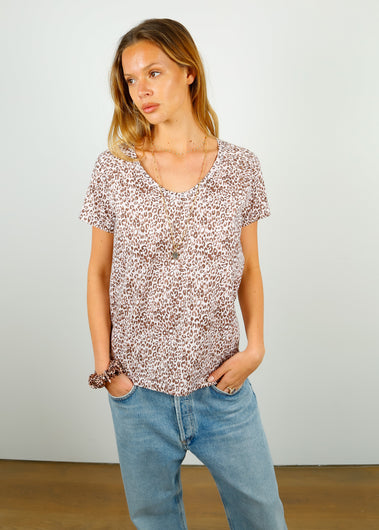 PARK Cotton V Neck in Leopard