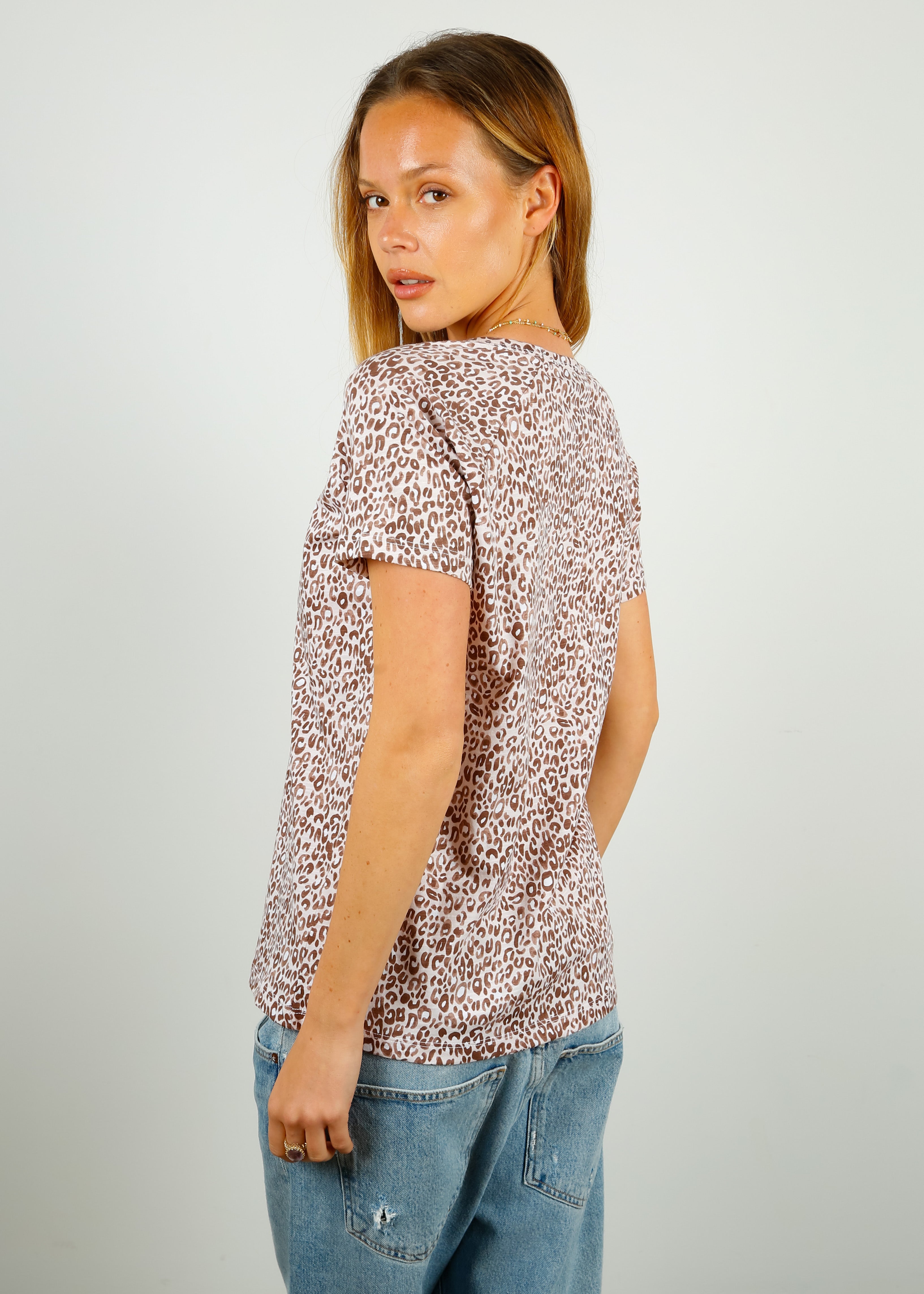 PARK Cotton V Neck in Leopard