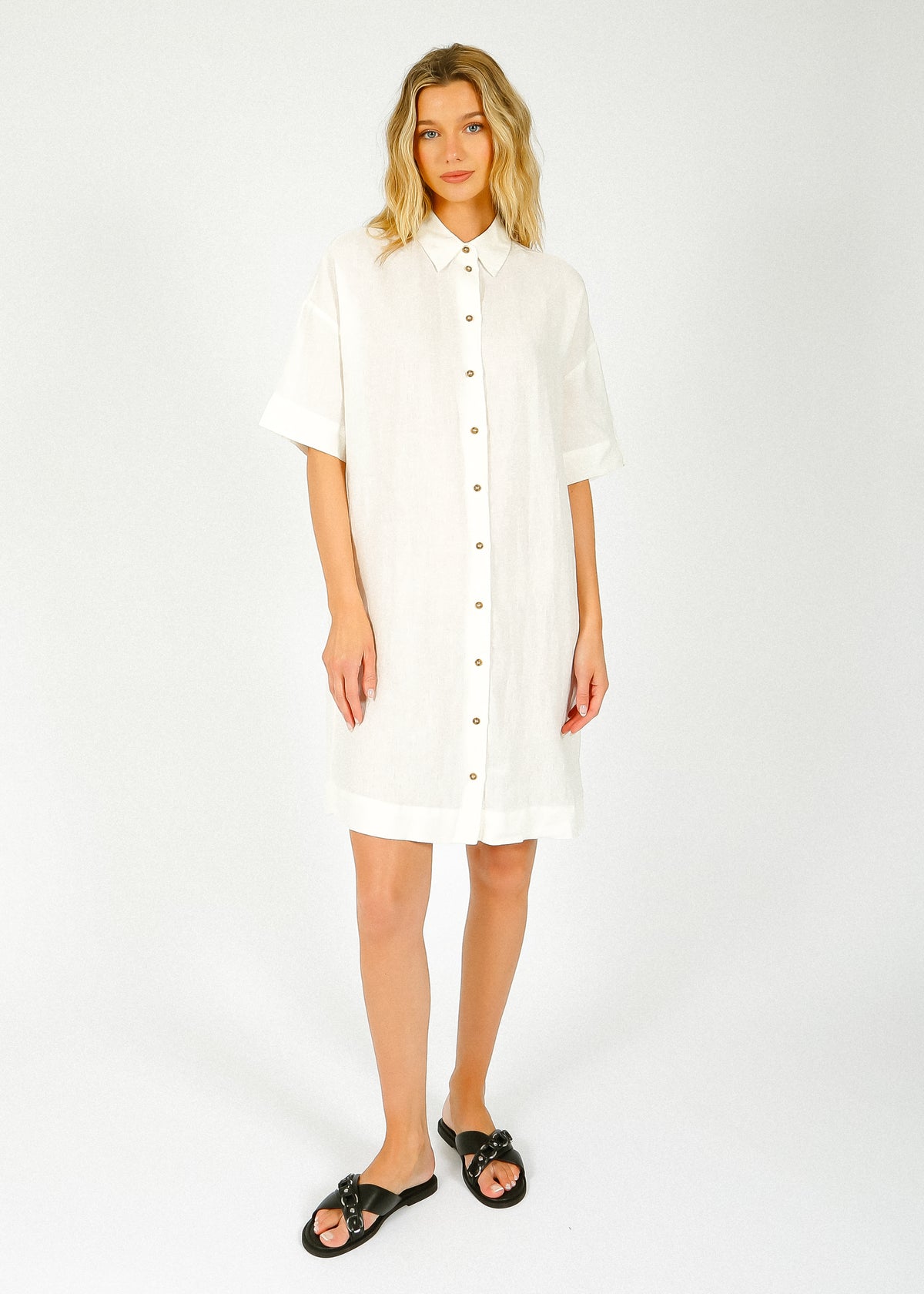 SLF Linnie Linen Shirt Dress in White