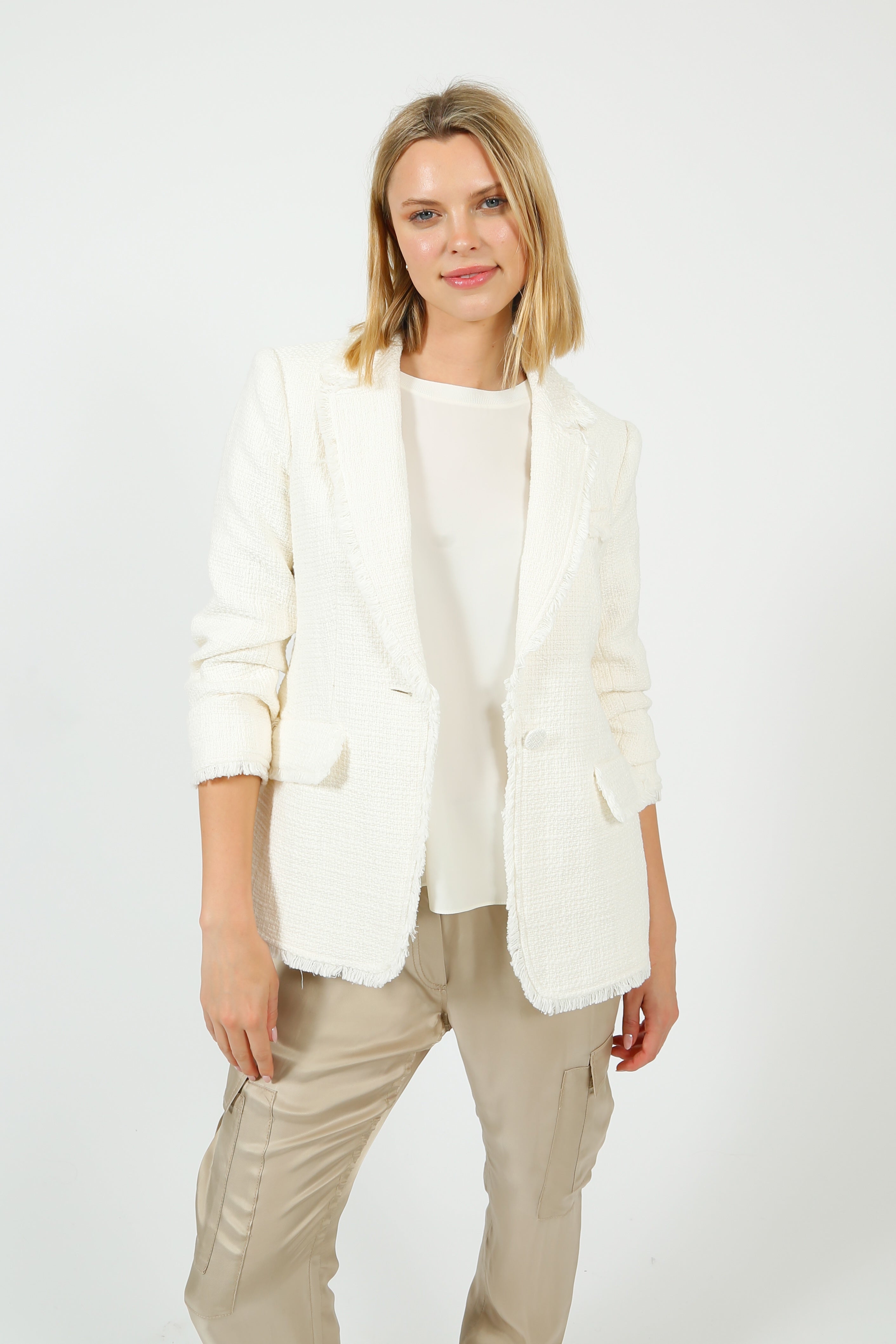 5A7 Boucle Khloe Blazer in Gardenia