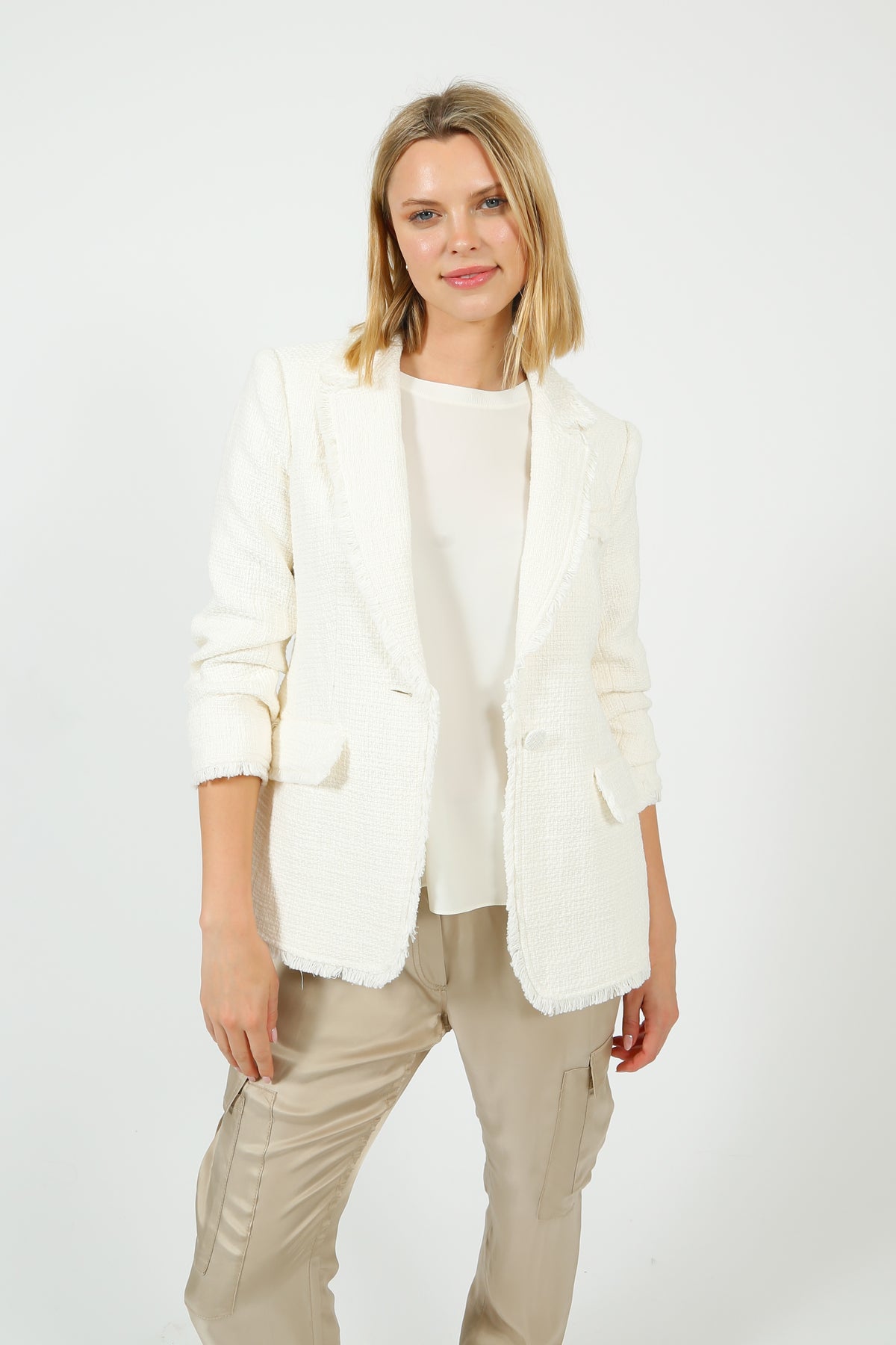 5A7 Boucle Khloe Blazer in Gardenia