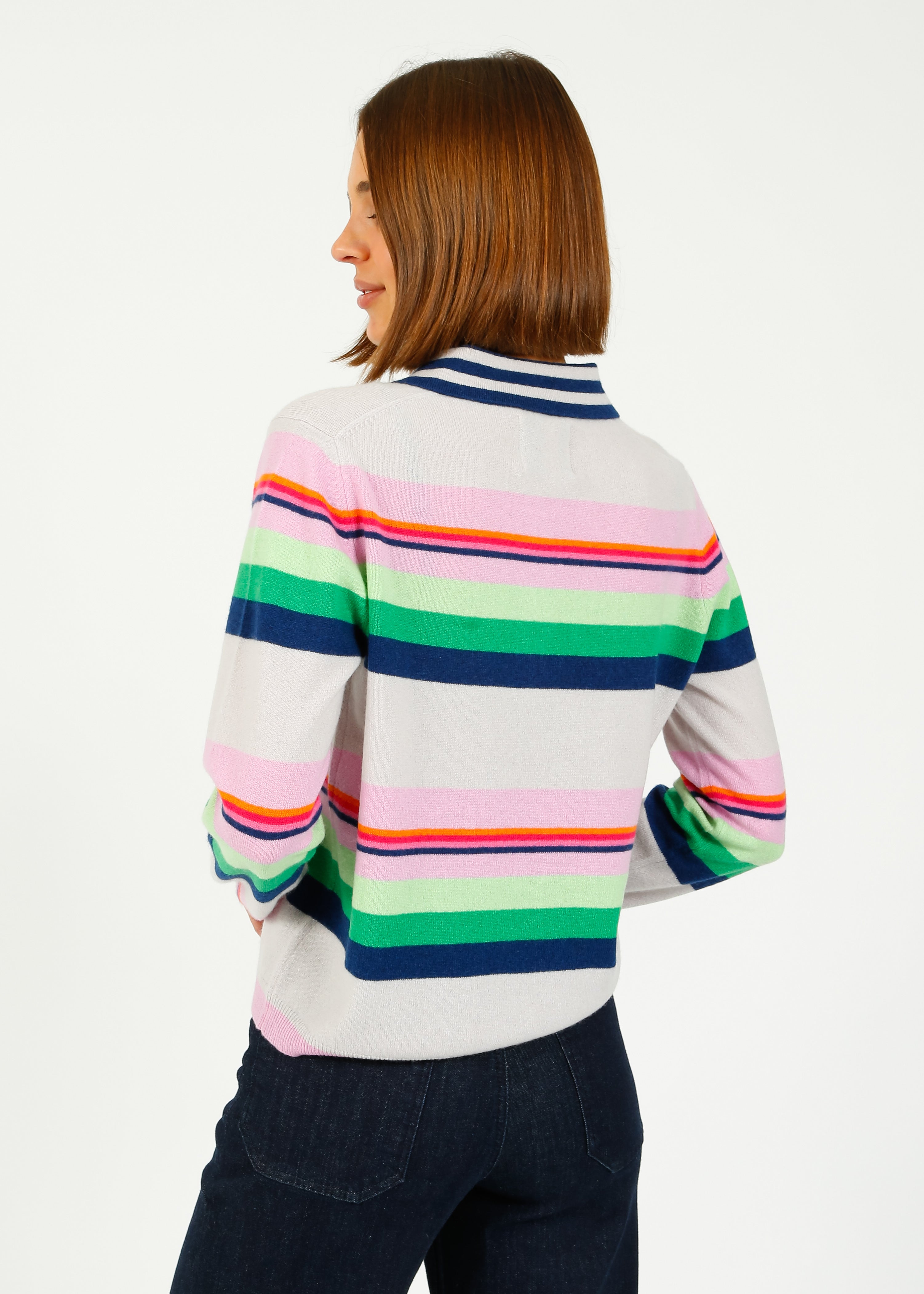 JU Cabana  Stripe Polo in Fog Multi