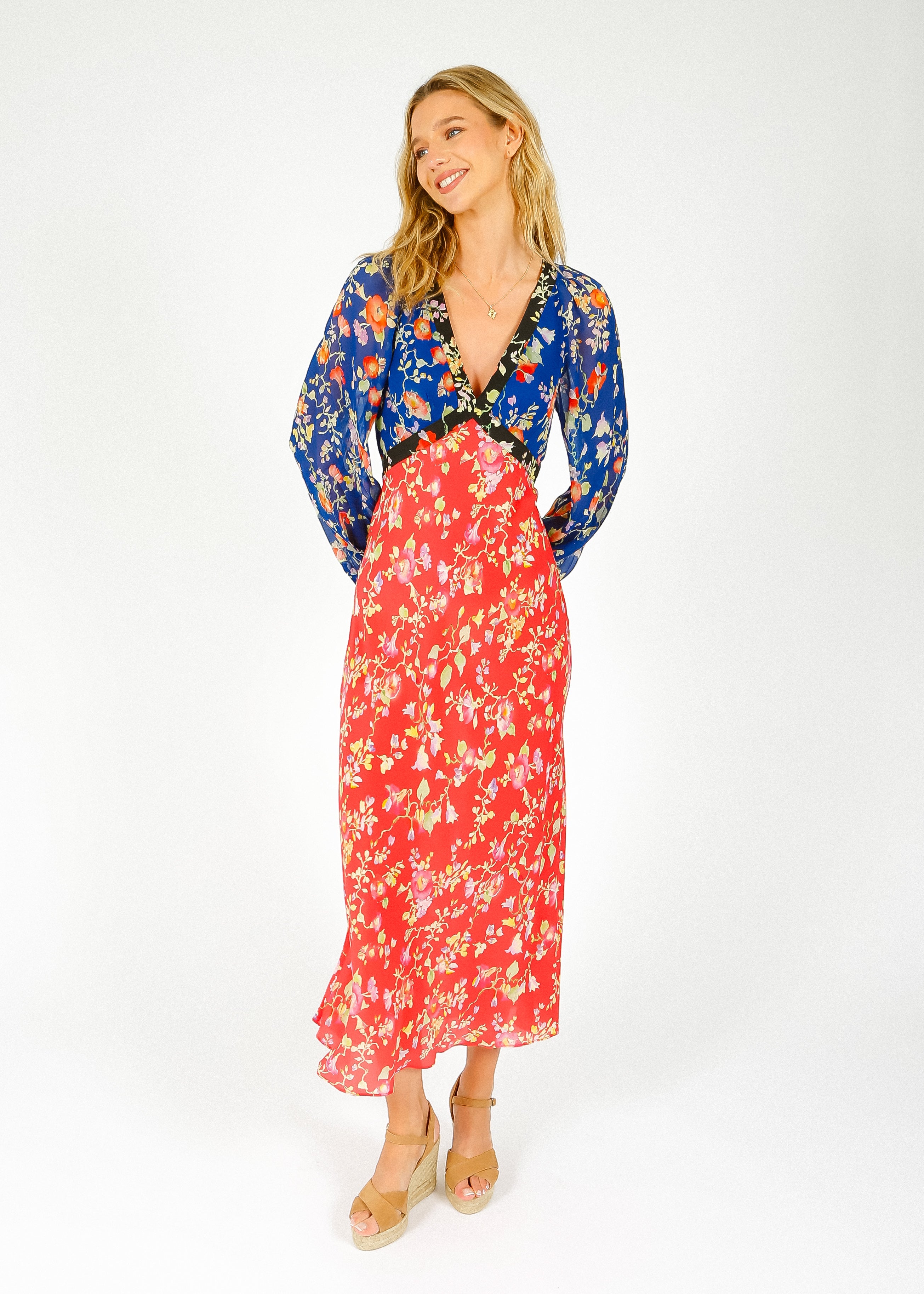 RIXO Ayla Dress in Waterblossom Multi Mix