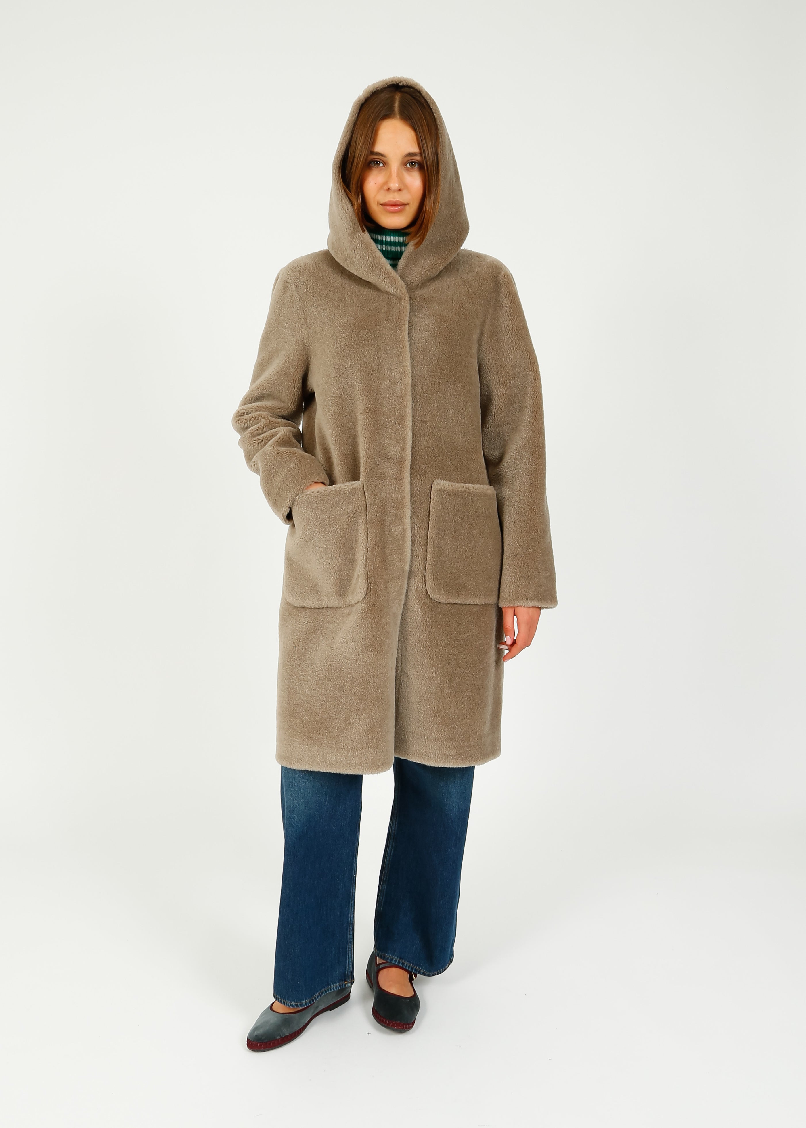 OW Angelique Lily Fur Coat in Taupe