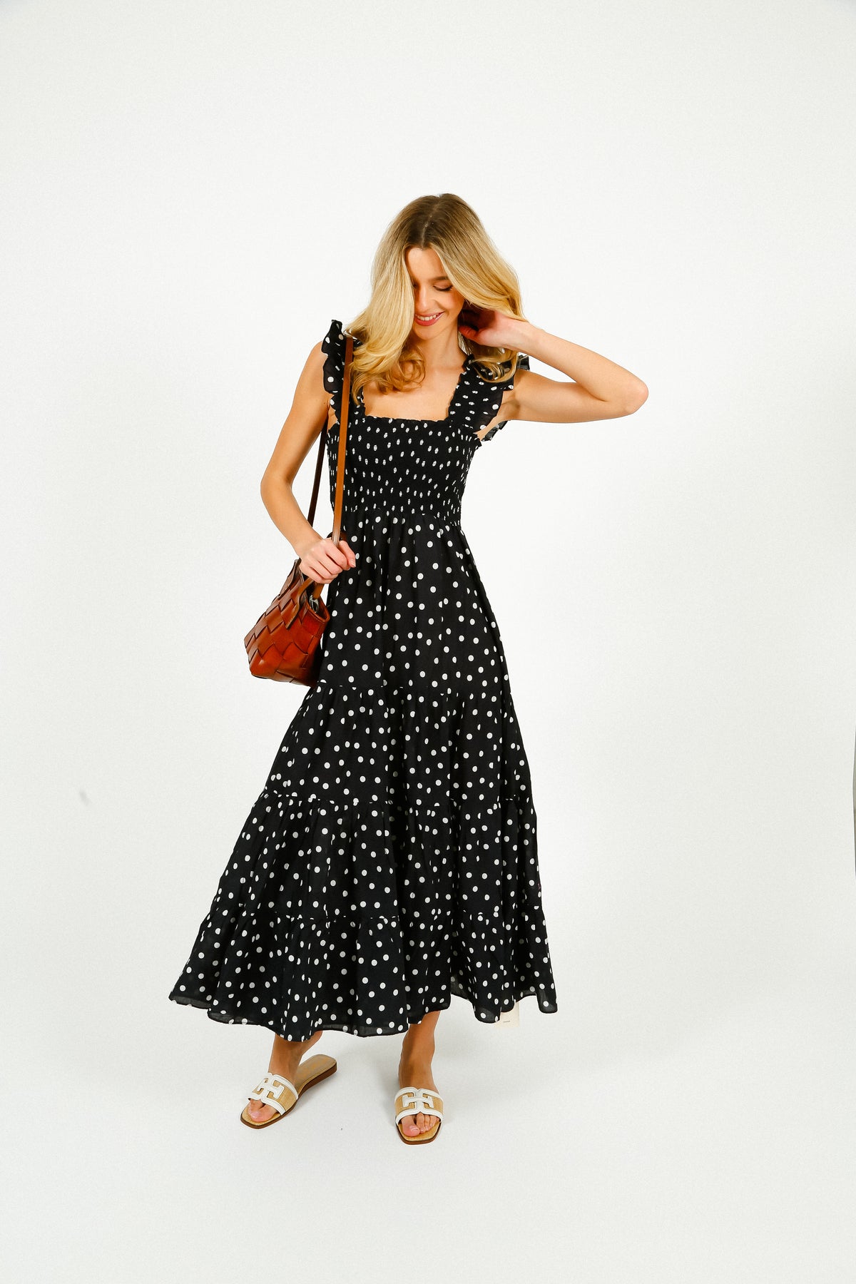 RIXO Kendall Dress in Bohemia Spot Navy