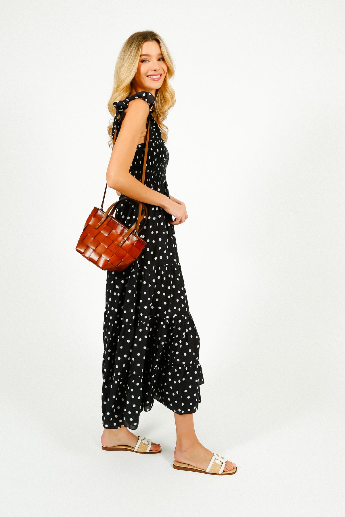 RIXO Kendall Dress in Bohemia Spot Navy