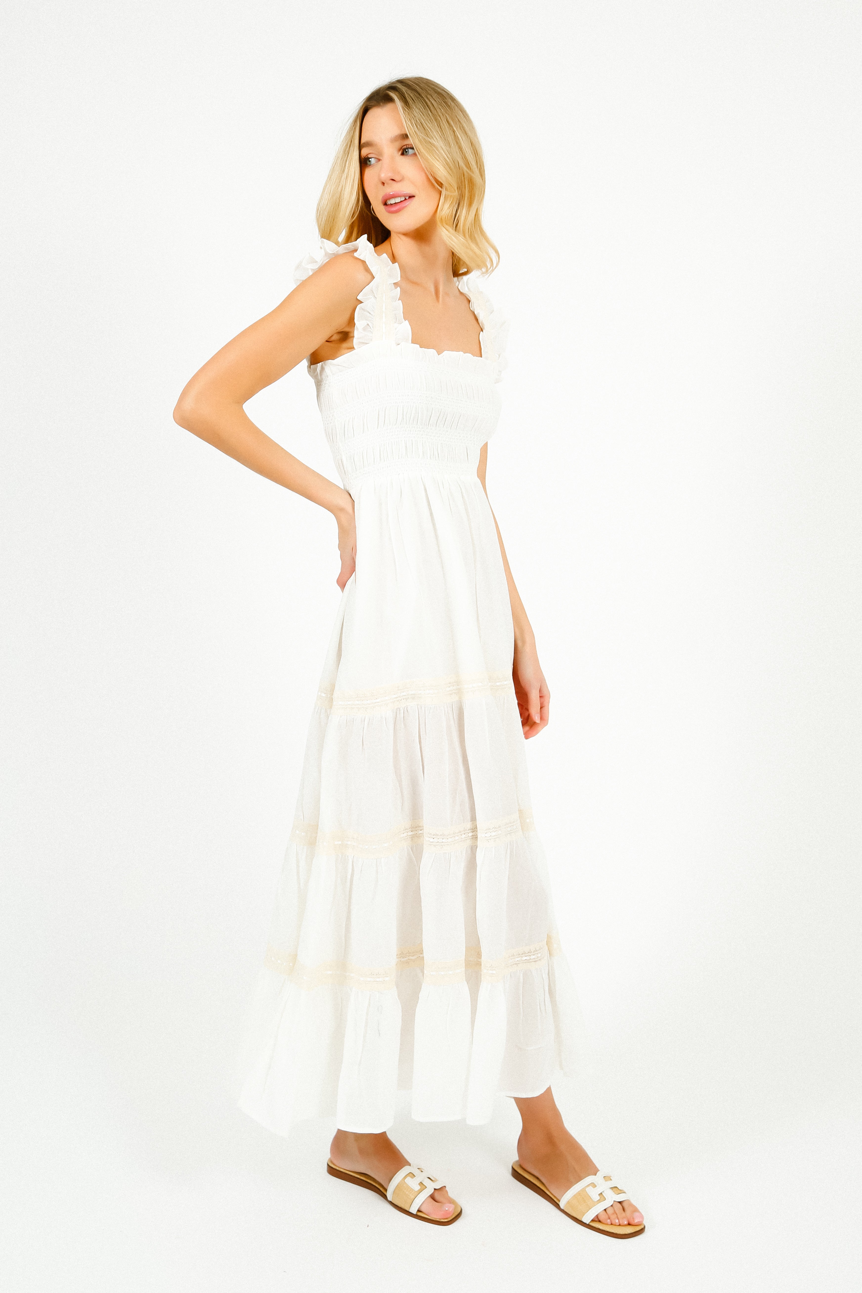 RIXO Aubrie Dress in Ivory