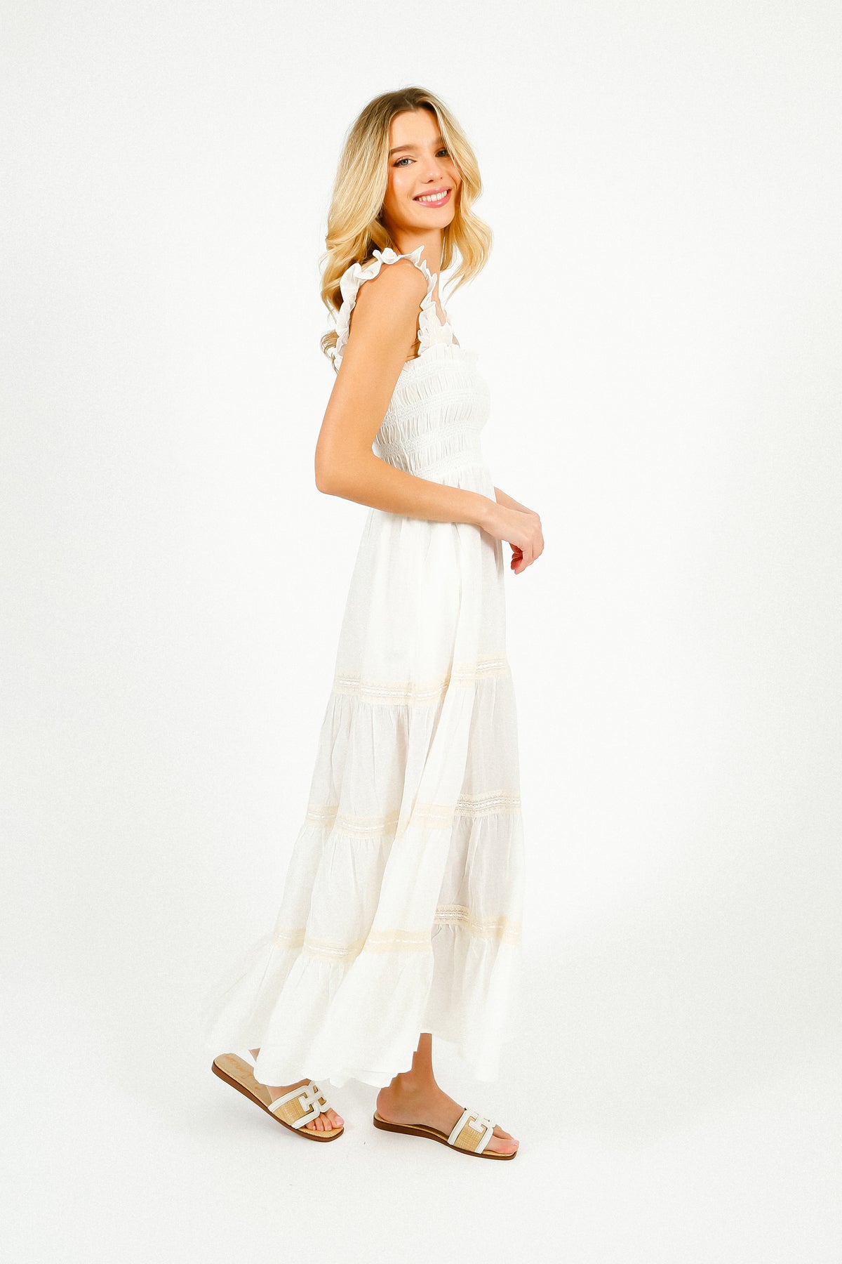 RIXO Aubrie Dress in Ivory