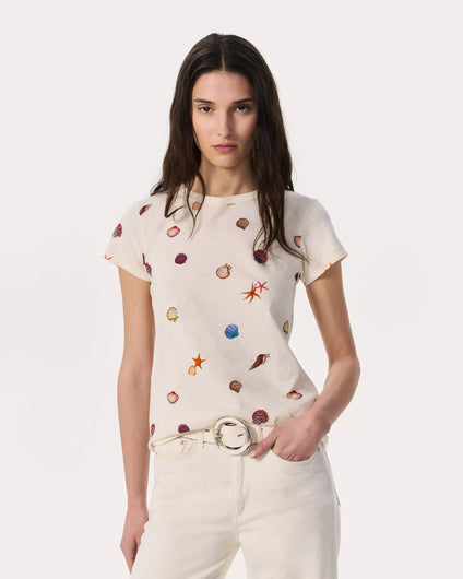 R&B All Over Seashell Tee in Ivory
