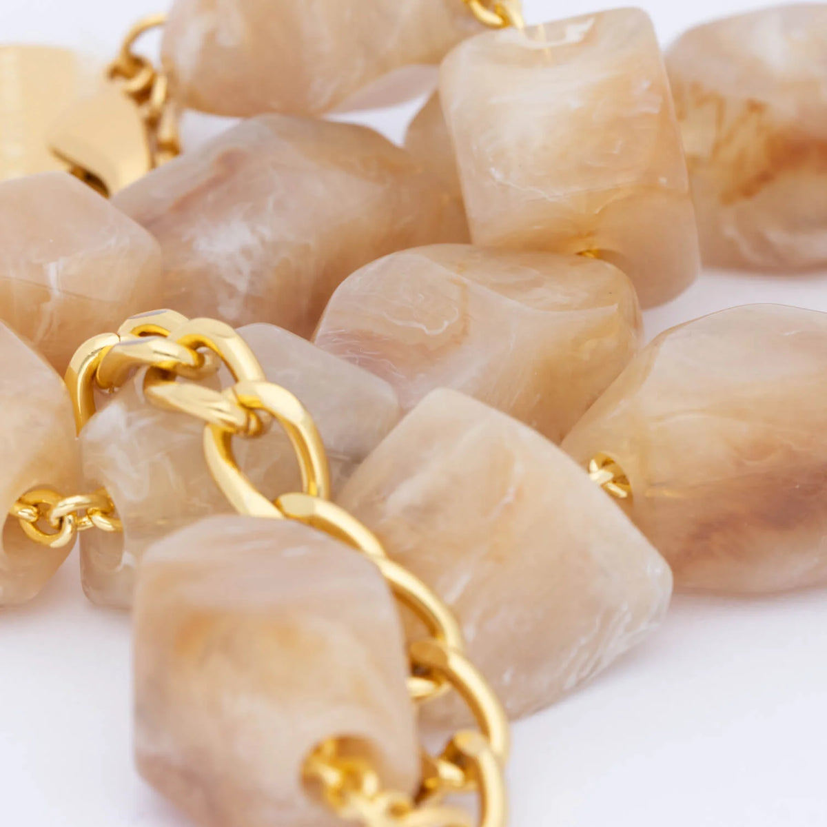 VBARONI Stone Shaped Necklace in Honey Marble