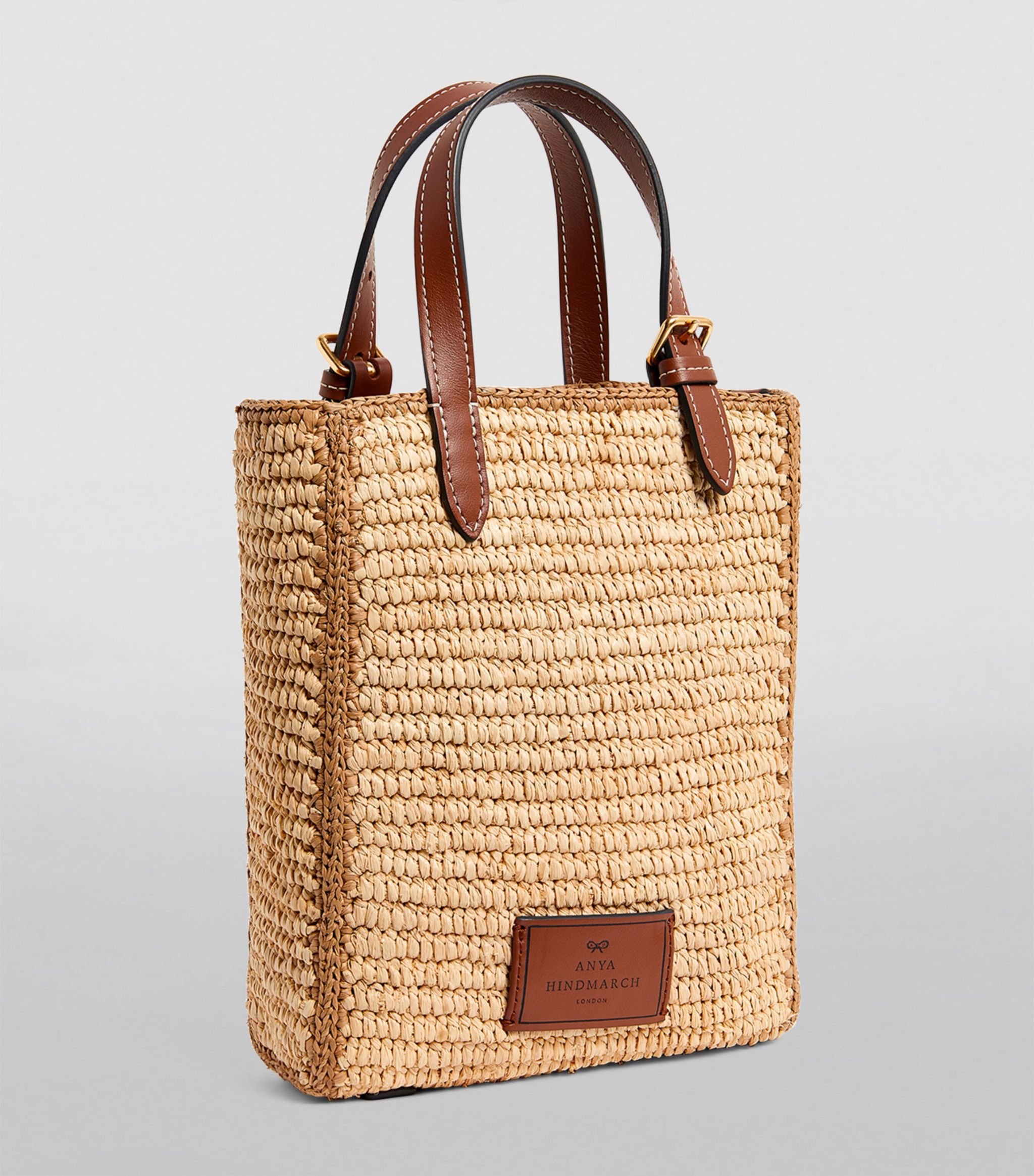 AH N/S Tote in Mini Eyes in Natural Raffia