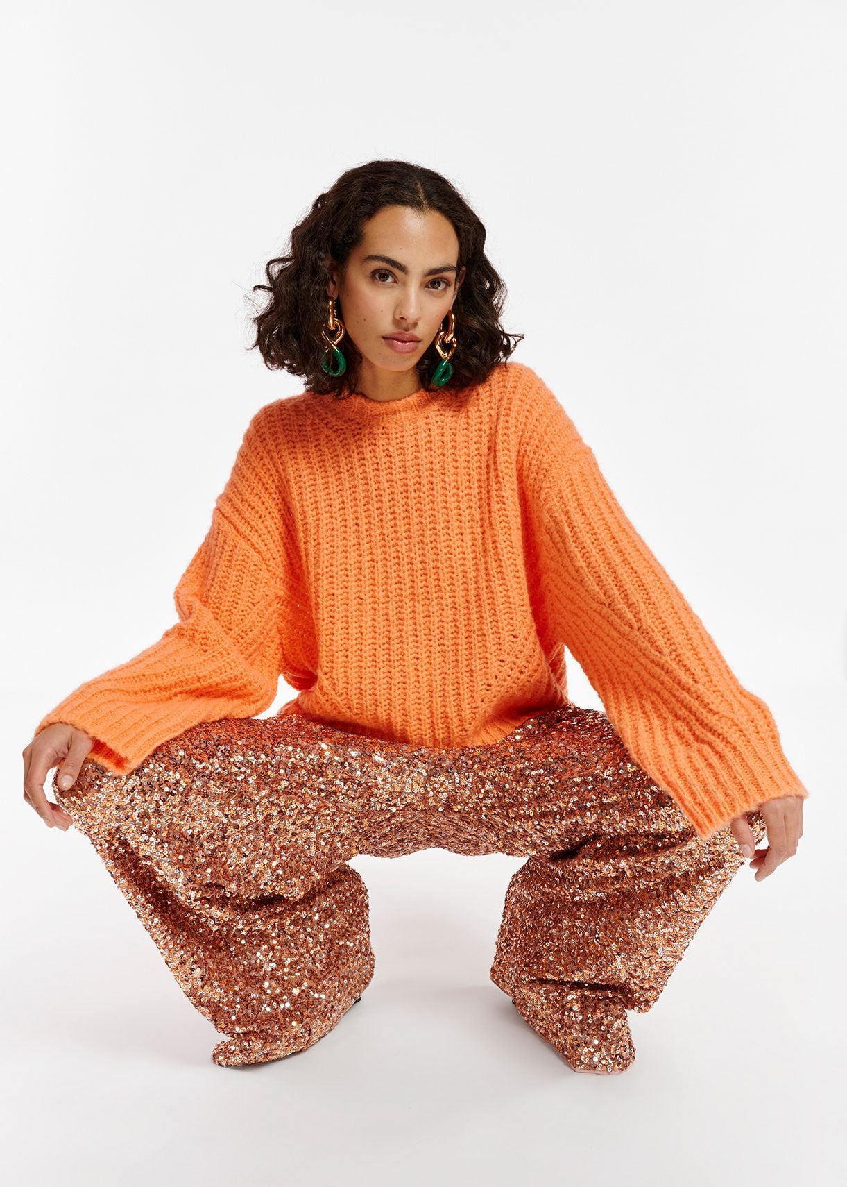 EA Entry Sequin Pants in Tiger Blossom