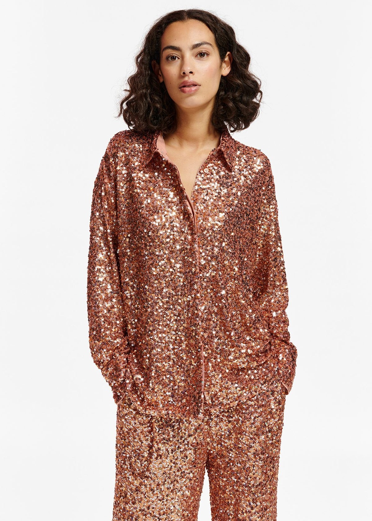 EA Ezillion Sequin Shirt in Tiger Blossom