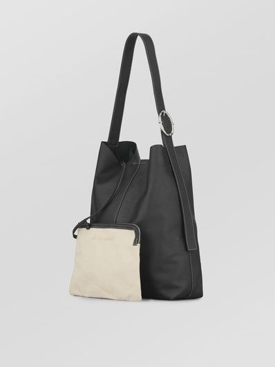 BECKS Grain Mae Buckle Bag in Black