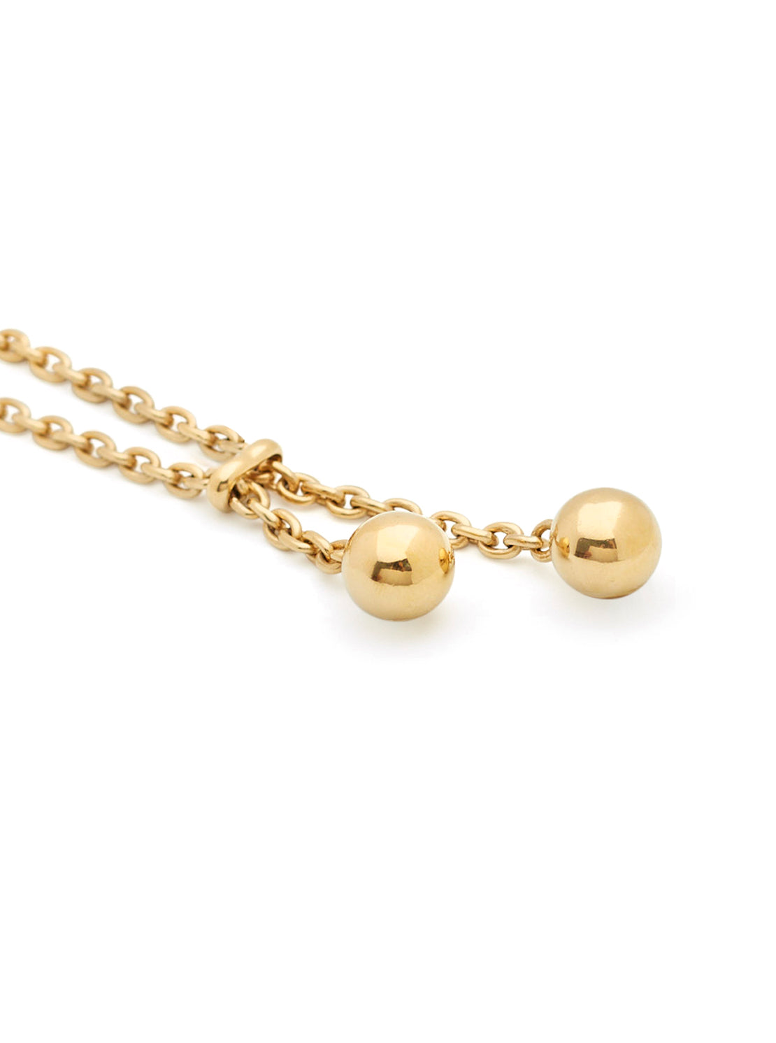 TS Double Ball Gold Lariat Necklace