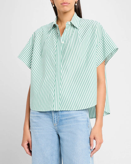 R&B Martha SS Stripe Poplin Shirt in Pinestripe