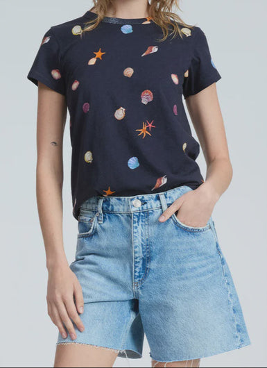 R&B All Over Seashell Tee in Worn Navy