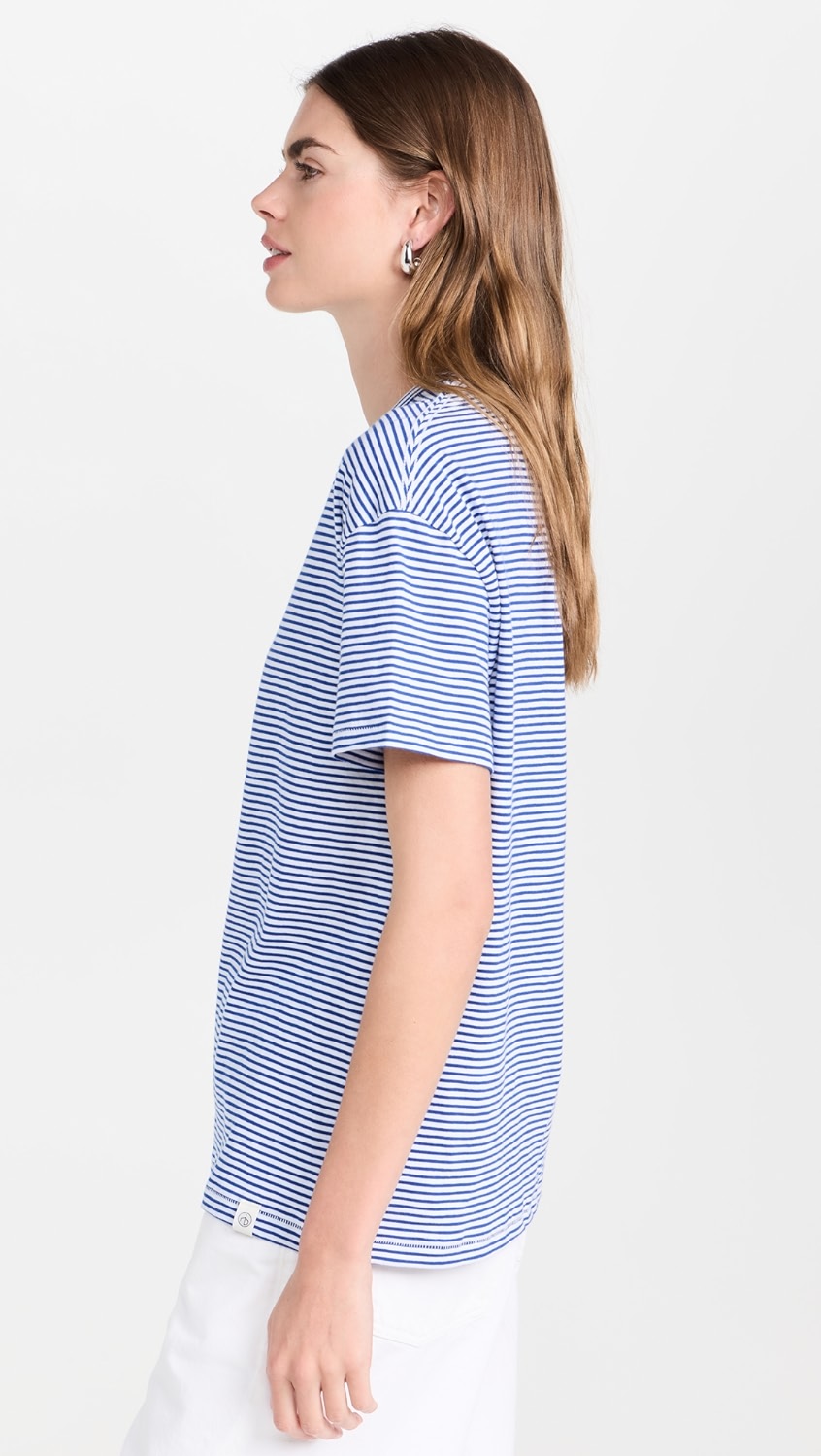 R&B Mini Slub Stripe Boyfriend Tee in Blue, White