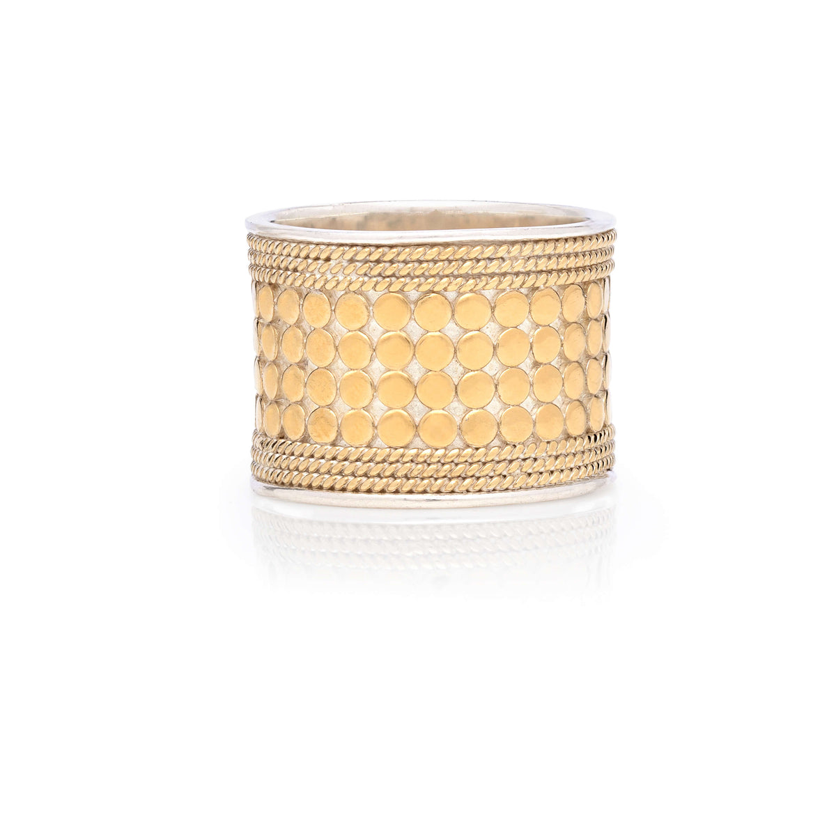 AB 0016R gold and silver wide band ring