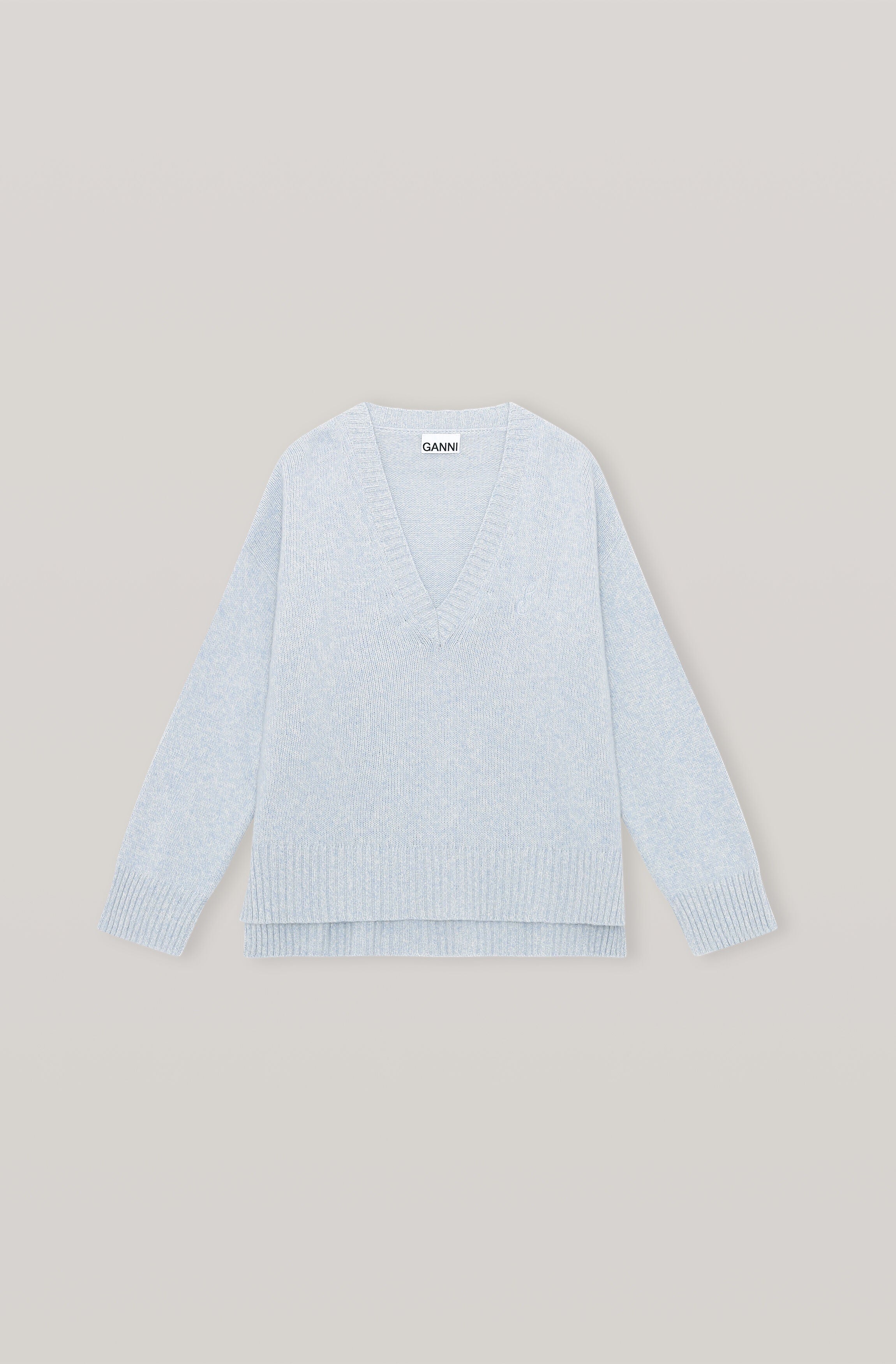 GANNI K1527 Wool Mix Knit in Airy Blue