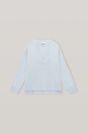 GANNI K1527 Wool Mix Knit in Airy Blue