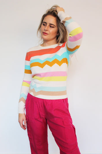 JU Electric Stripe Crew Knit in Multi