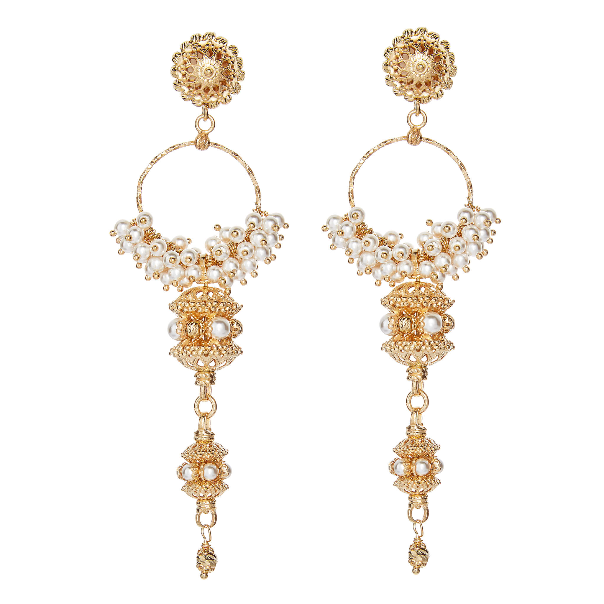 Pearl hoop cluster earring