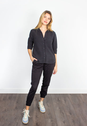 Bella Dahl belted pocket cotton-blend joggers